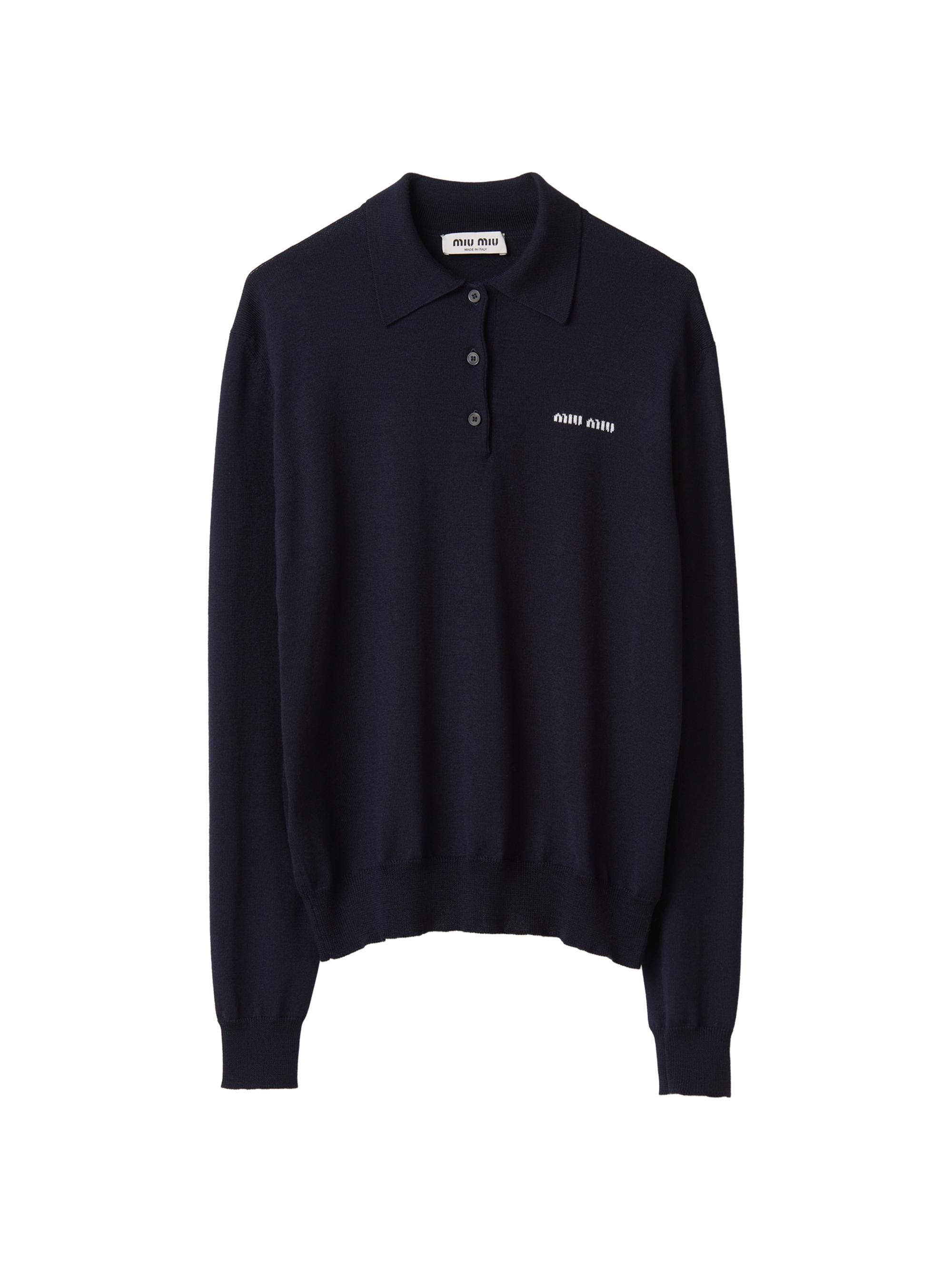 Miu Miu Women's Wool Knit Polo Shirt - Blue