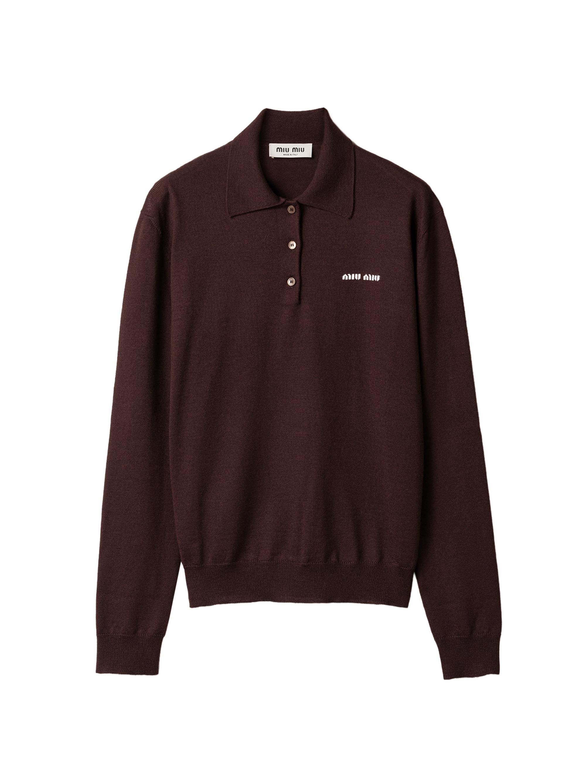 Miu Miu Women's Wool Knit Polo Shirt - Brown