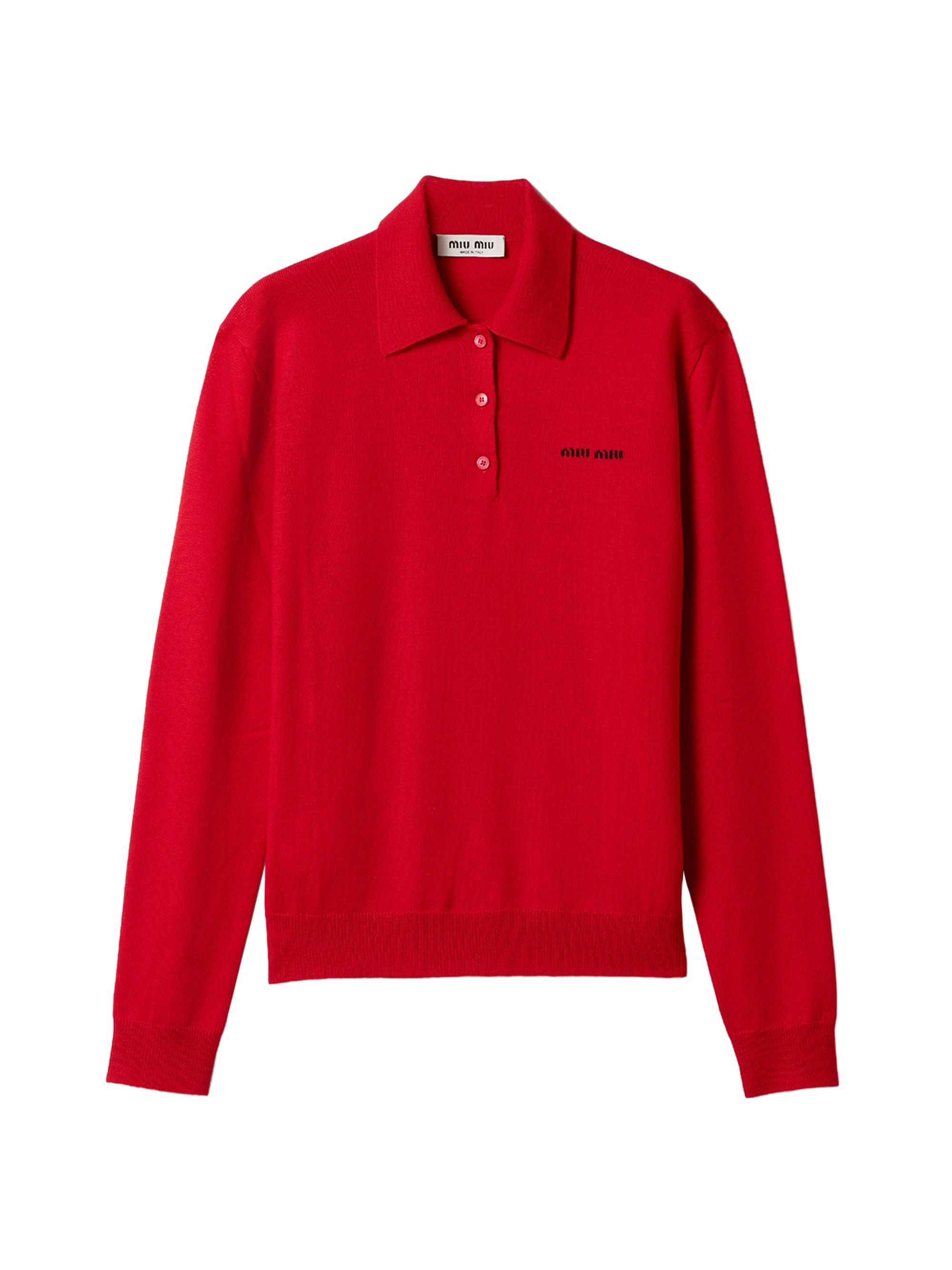 Miu Miu Women's Wool Knit Polo Shirt - Blue