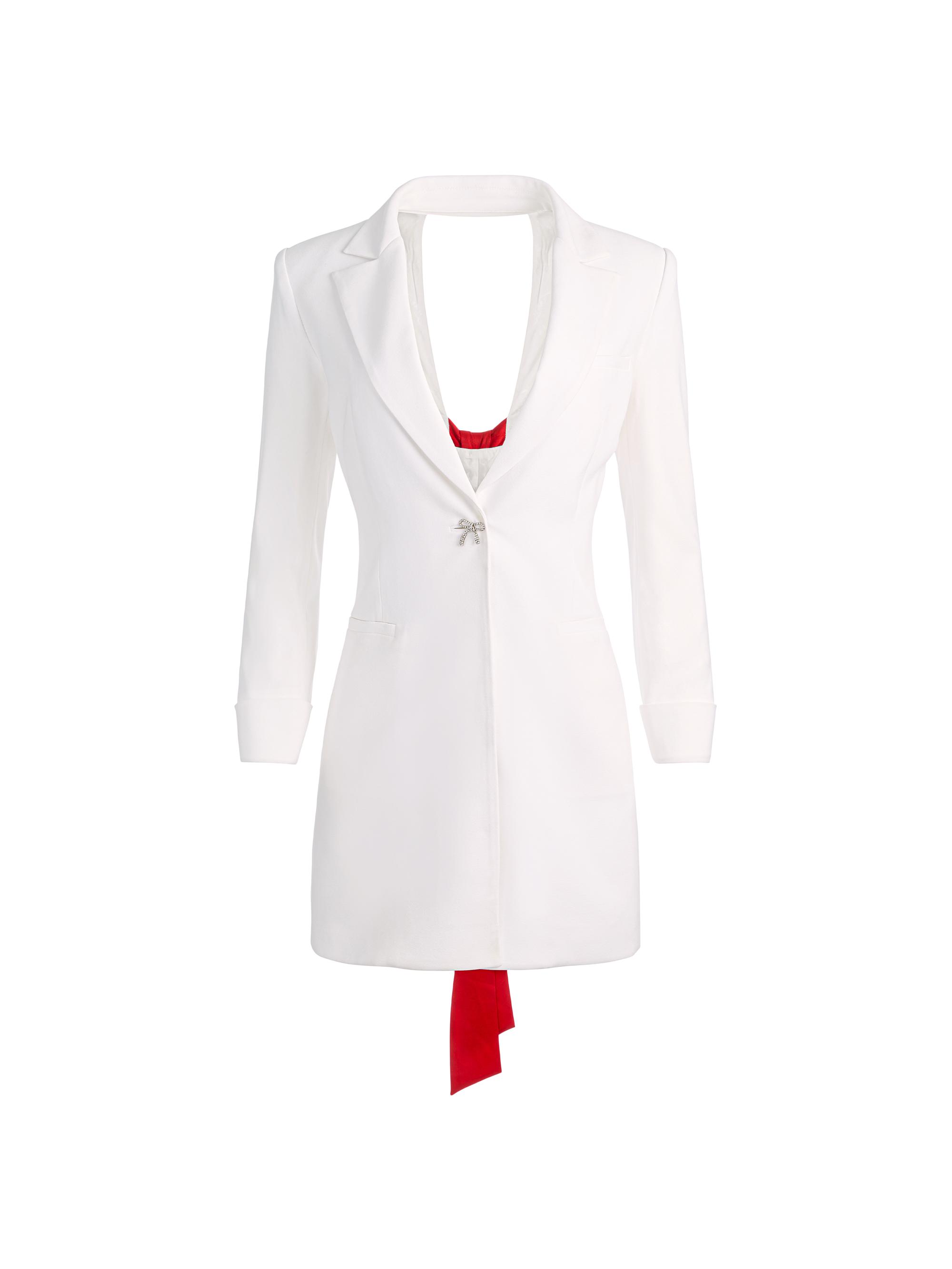 ALICE + OLIVIA Women's Shawn Bow-Back Blazer Minidress - Off White Chili Pepper