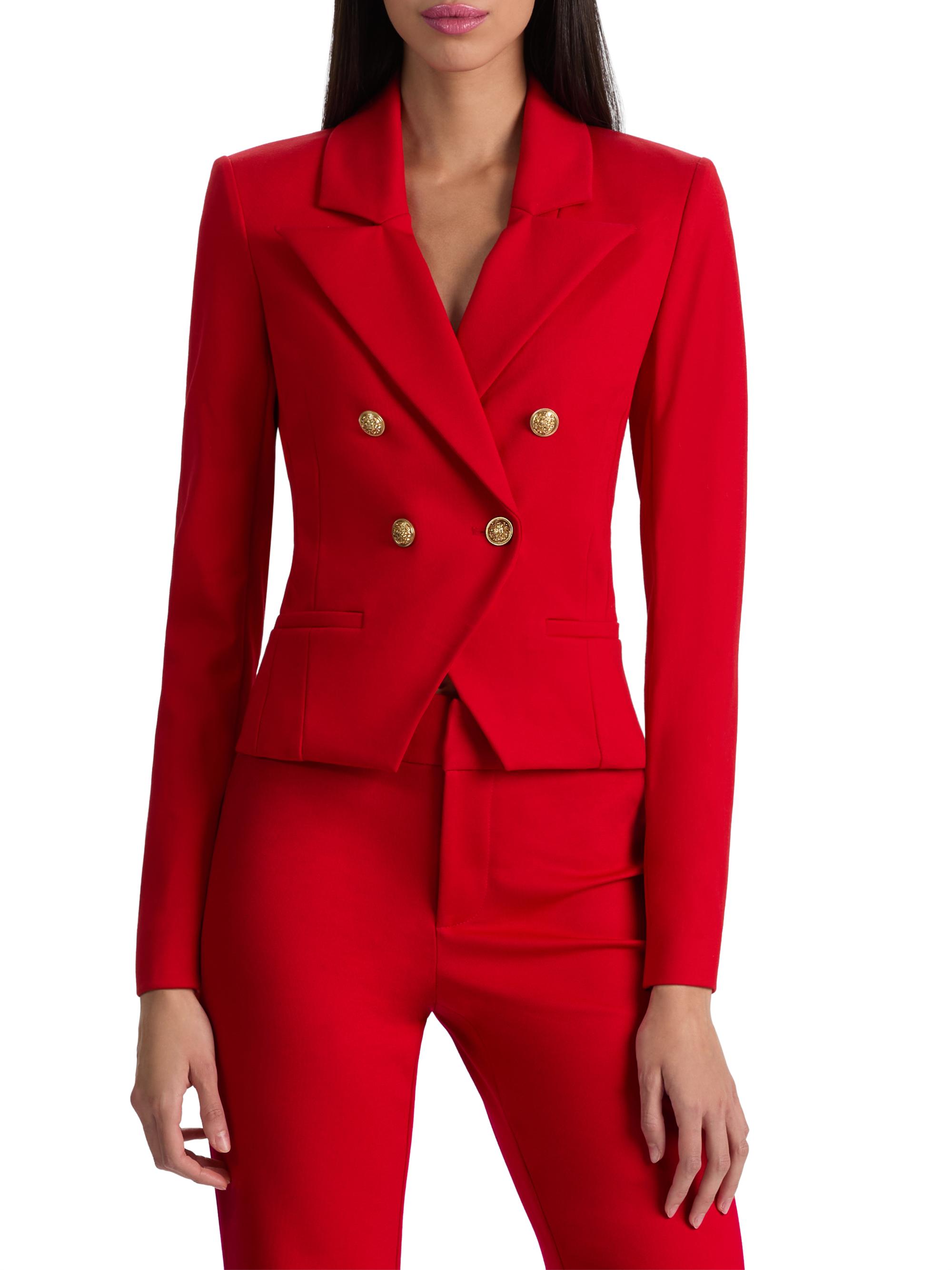 ALICE + OLIVIA Sable Double-Breasted Crop Blazer | Saks Fifth Avenue
