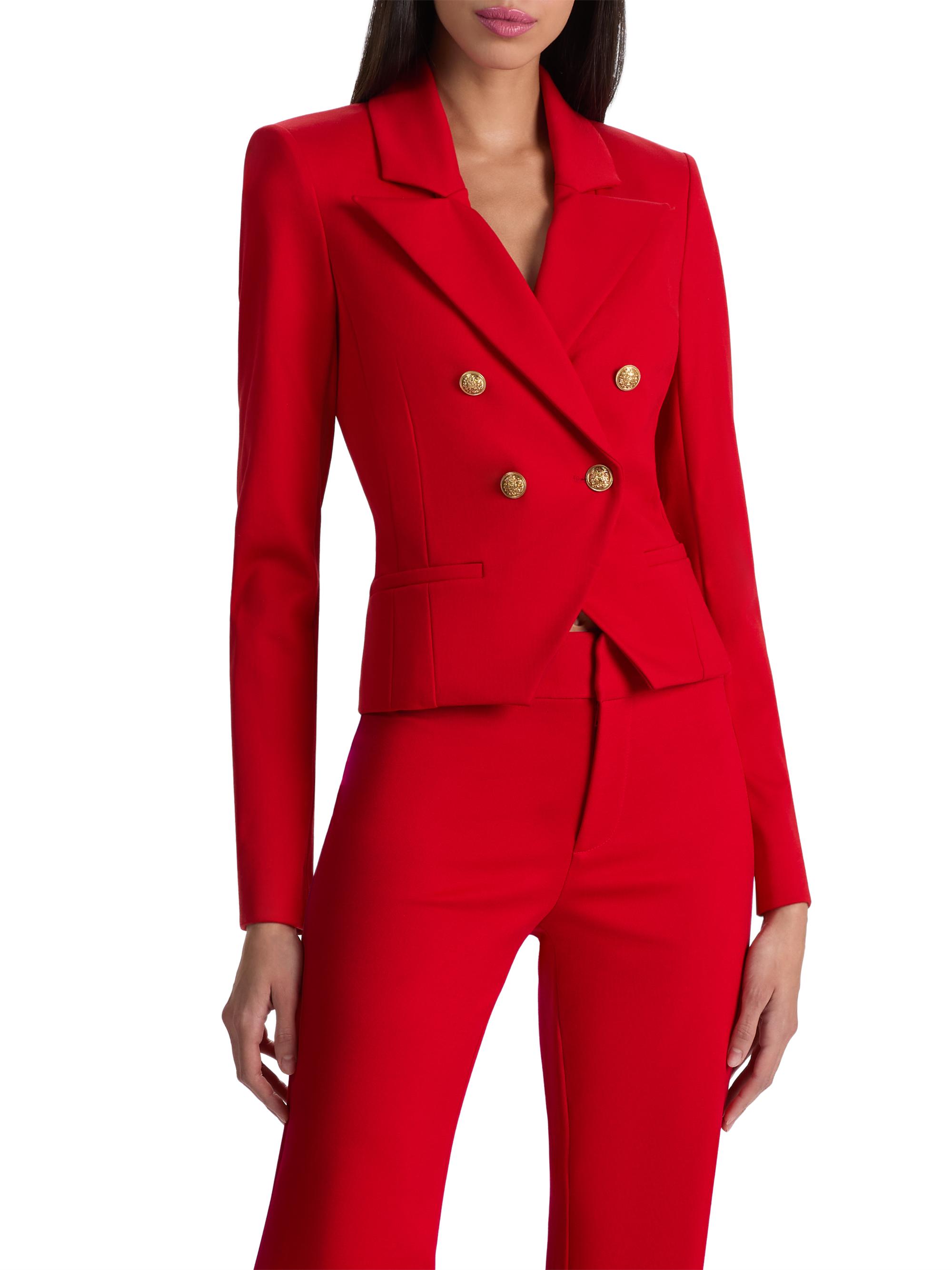 ALICE + OLIVIA Sable Double-Breasted Crop Blazer | Saks Fifth Avenue