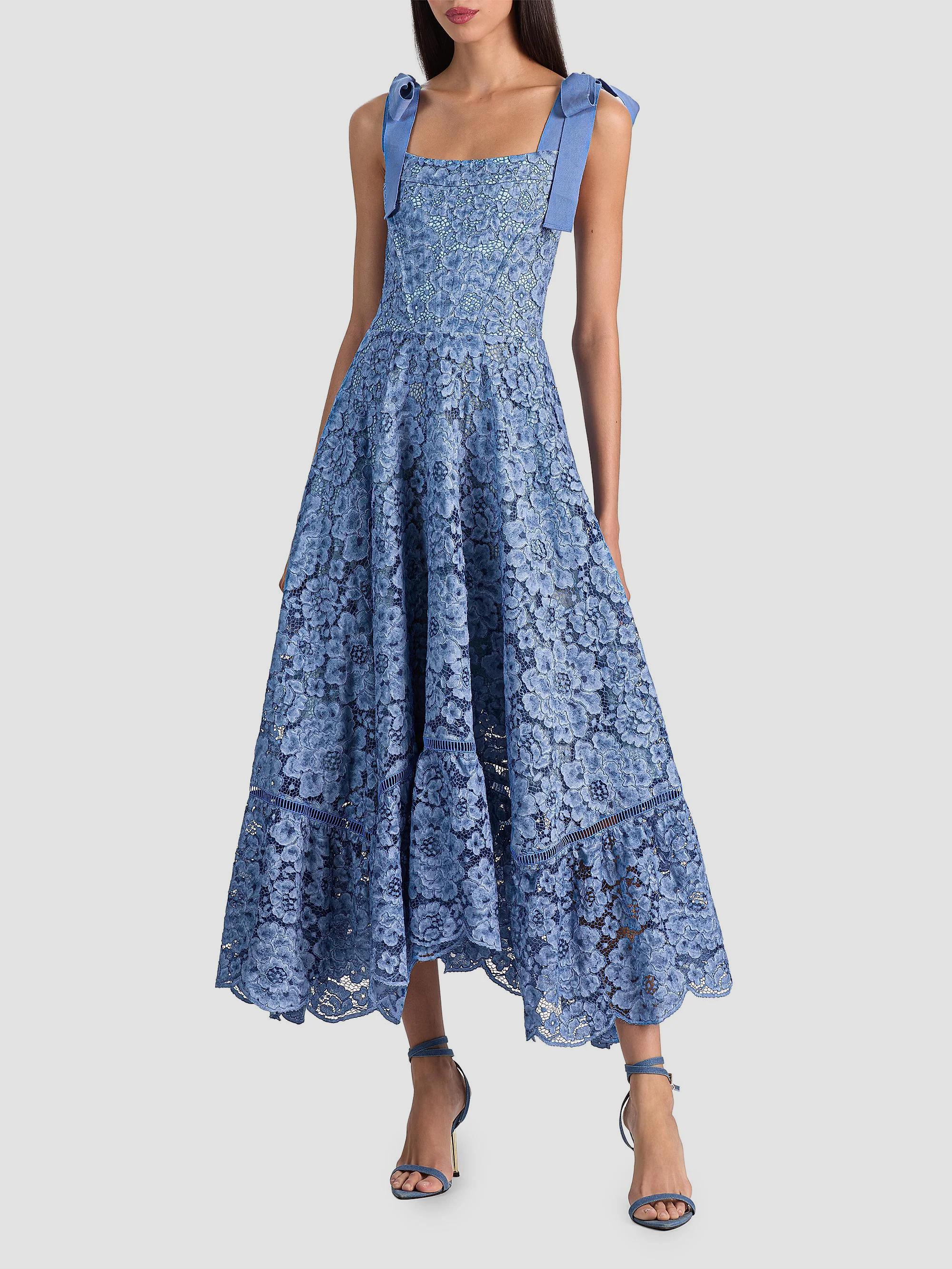 alice+olivia レース切替ドレス XS ALICE + OLIVIA Rosalee Lace Bustier Midi-Dress | Saks Fifth Avenue