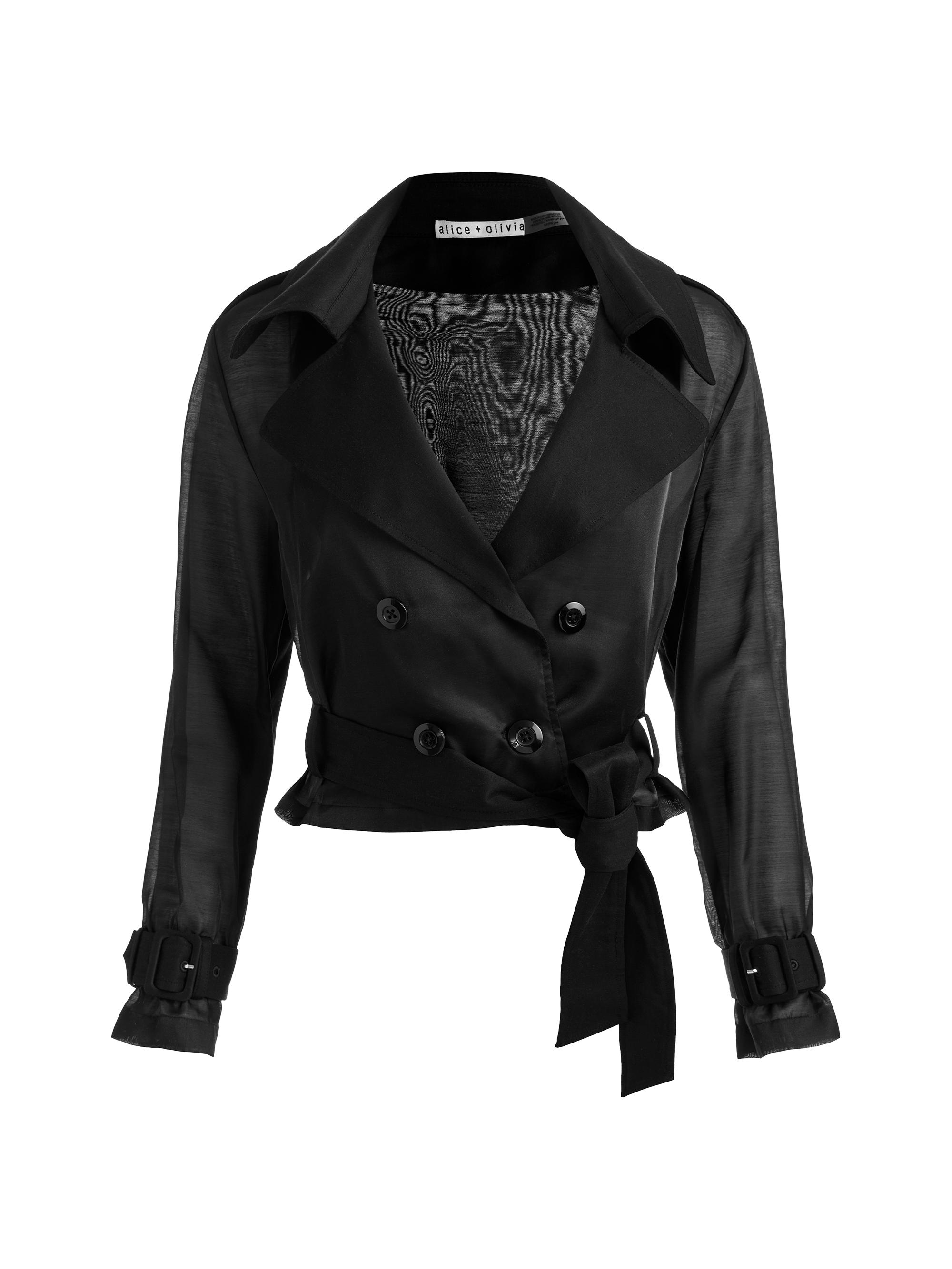 Keith Sheer-Sleeve Belted Crop Trench Jacket