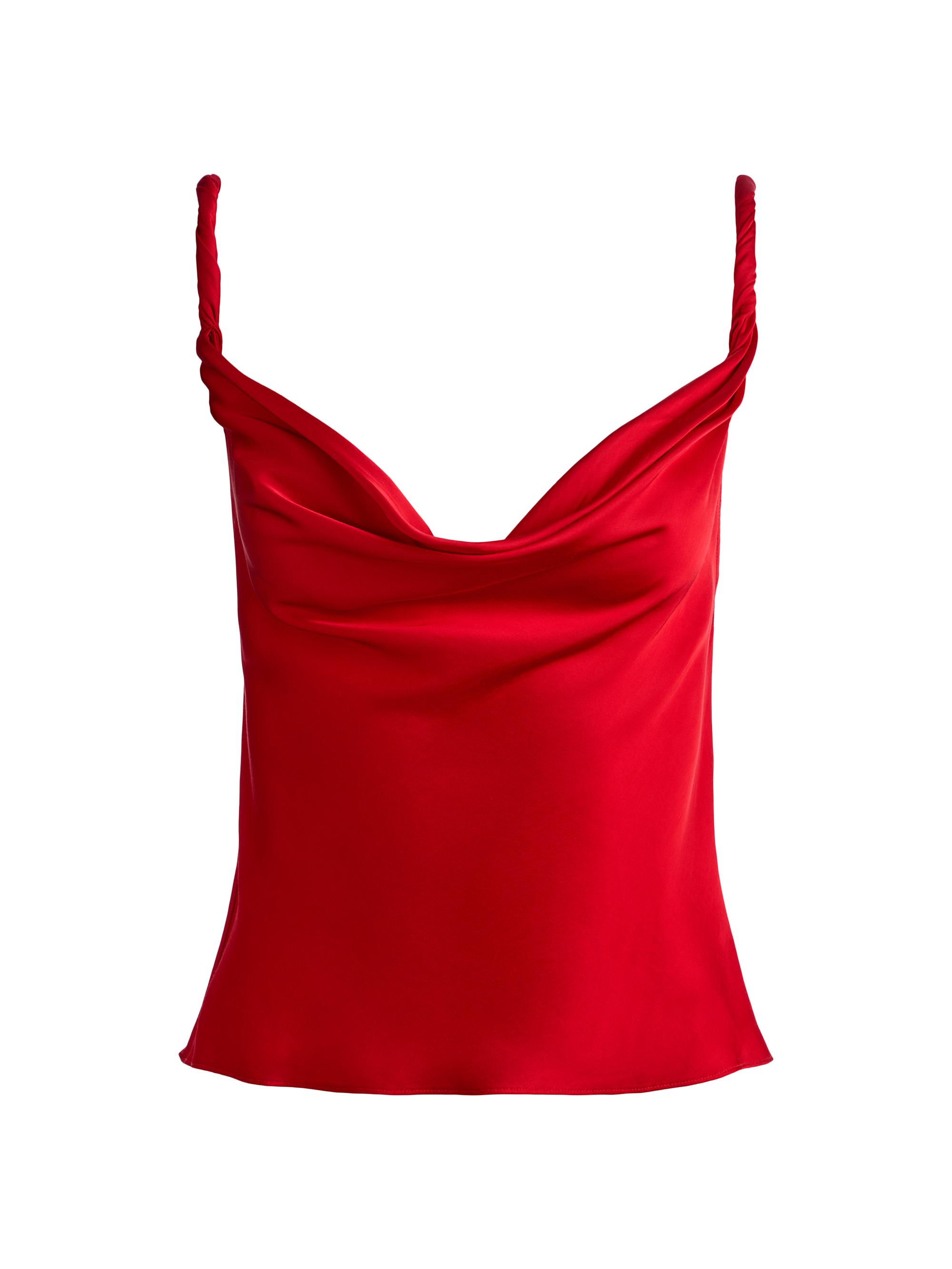 ALICE + OLIVIA Harmon Draped Satin Tank Top | Saks Fifth Avenue