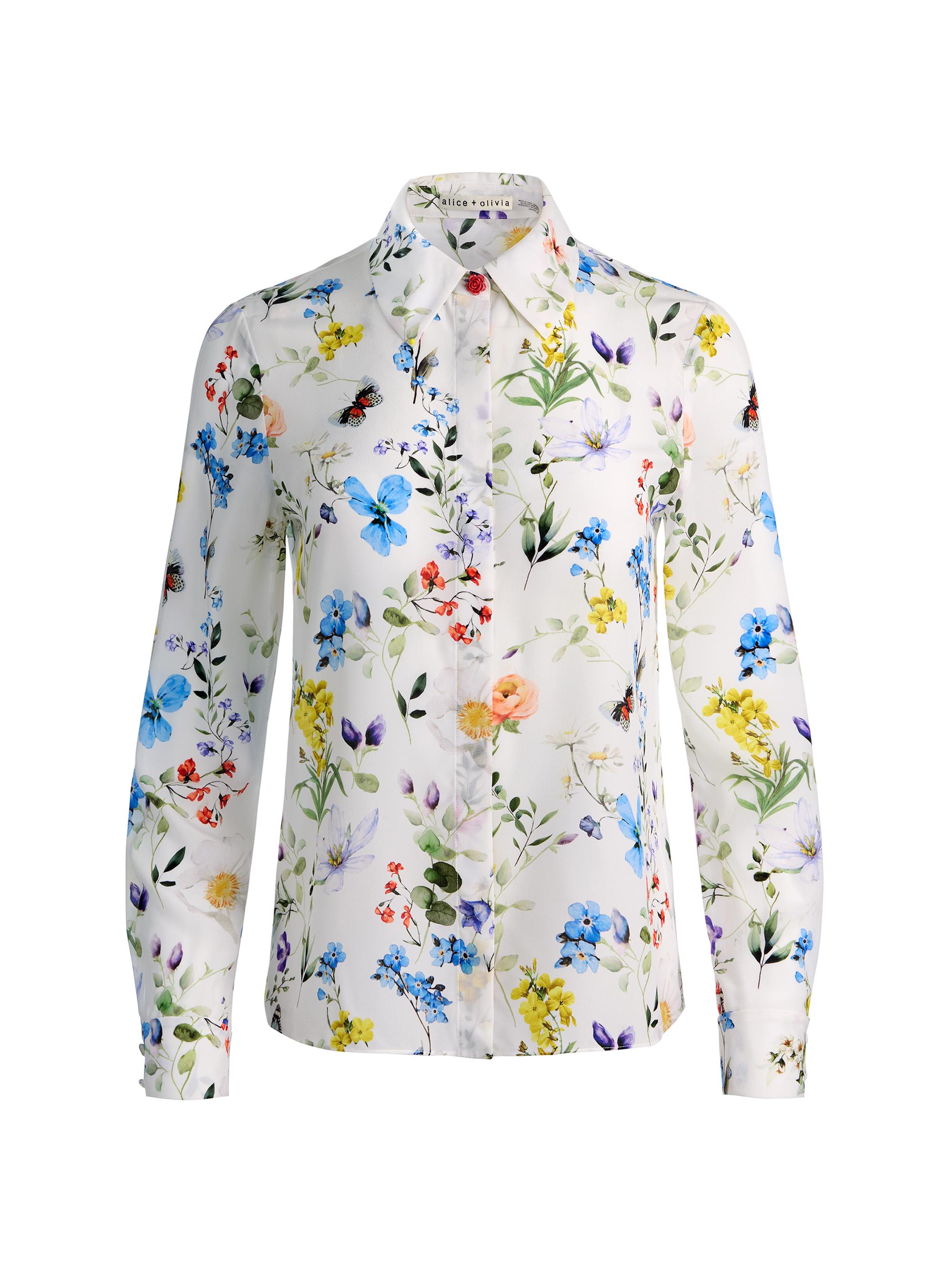 Alice&Olivia  シルクシャツ ALICE + OLIVIA Willa Twisting Vines Silk Shirt | Saks Fifth Avenue