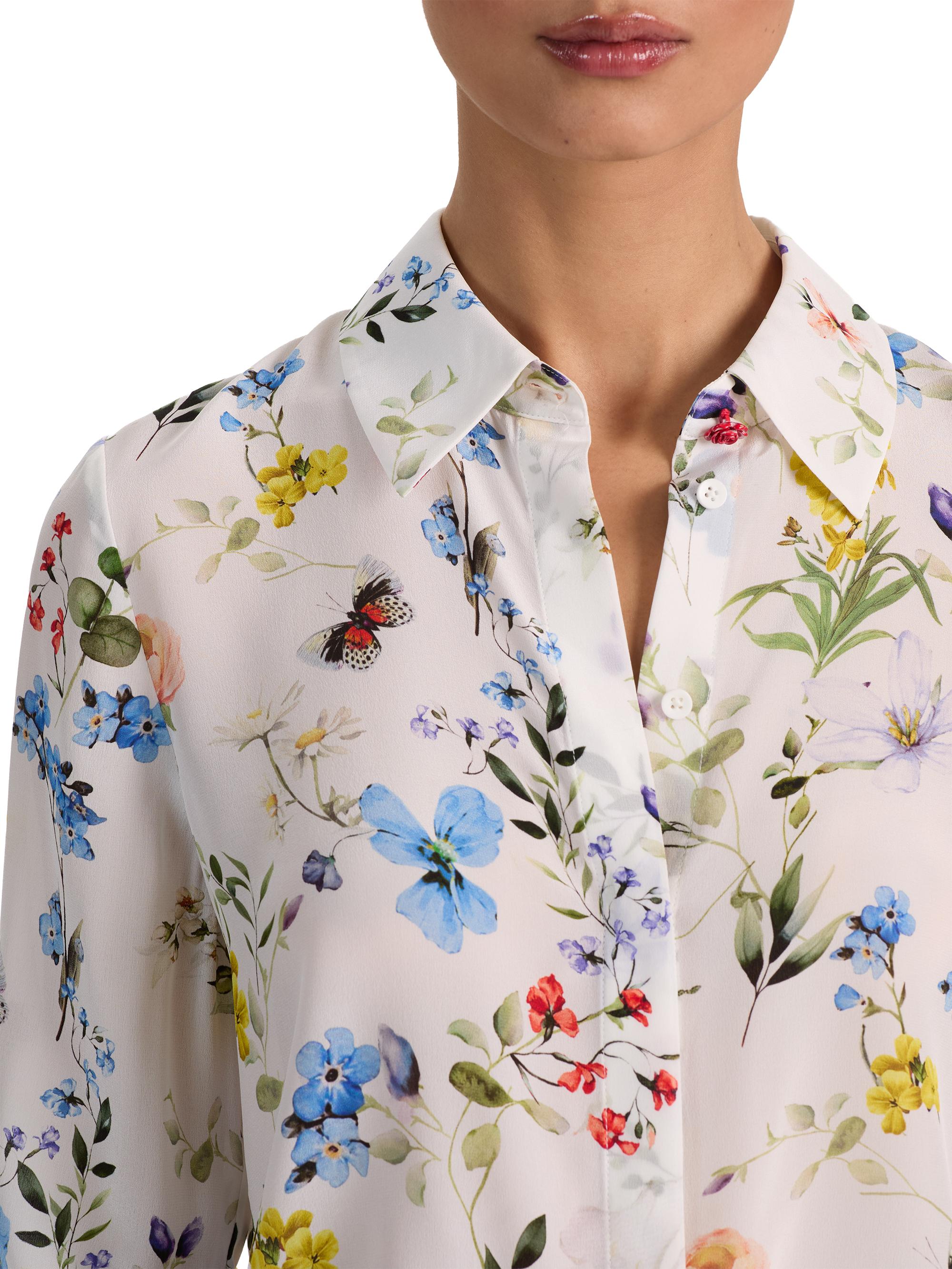 Alice&amp;Olivia  シルクシャツ WILLA SILK BLOUSE in WINTER'S TALE | ALICE + OLIVIA