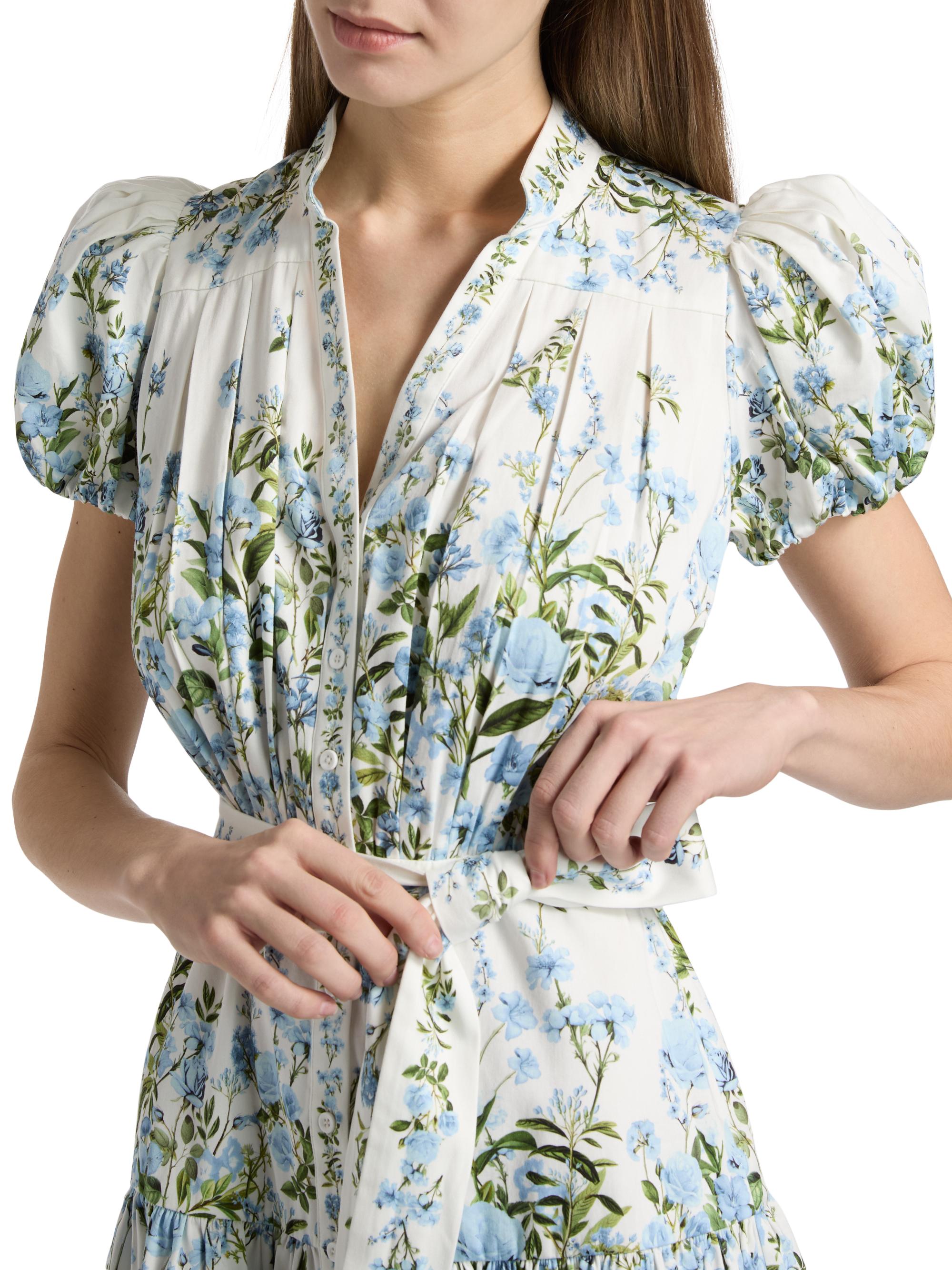 ALICE + OLIVIA Cora Floral Cotton Tiered Minidress | Saks Fifth Avenue