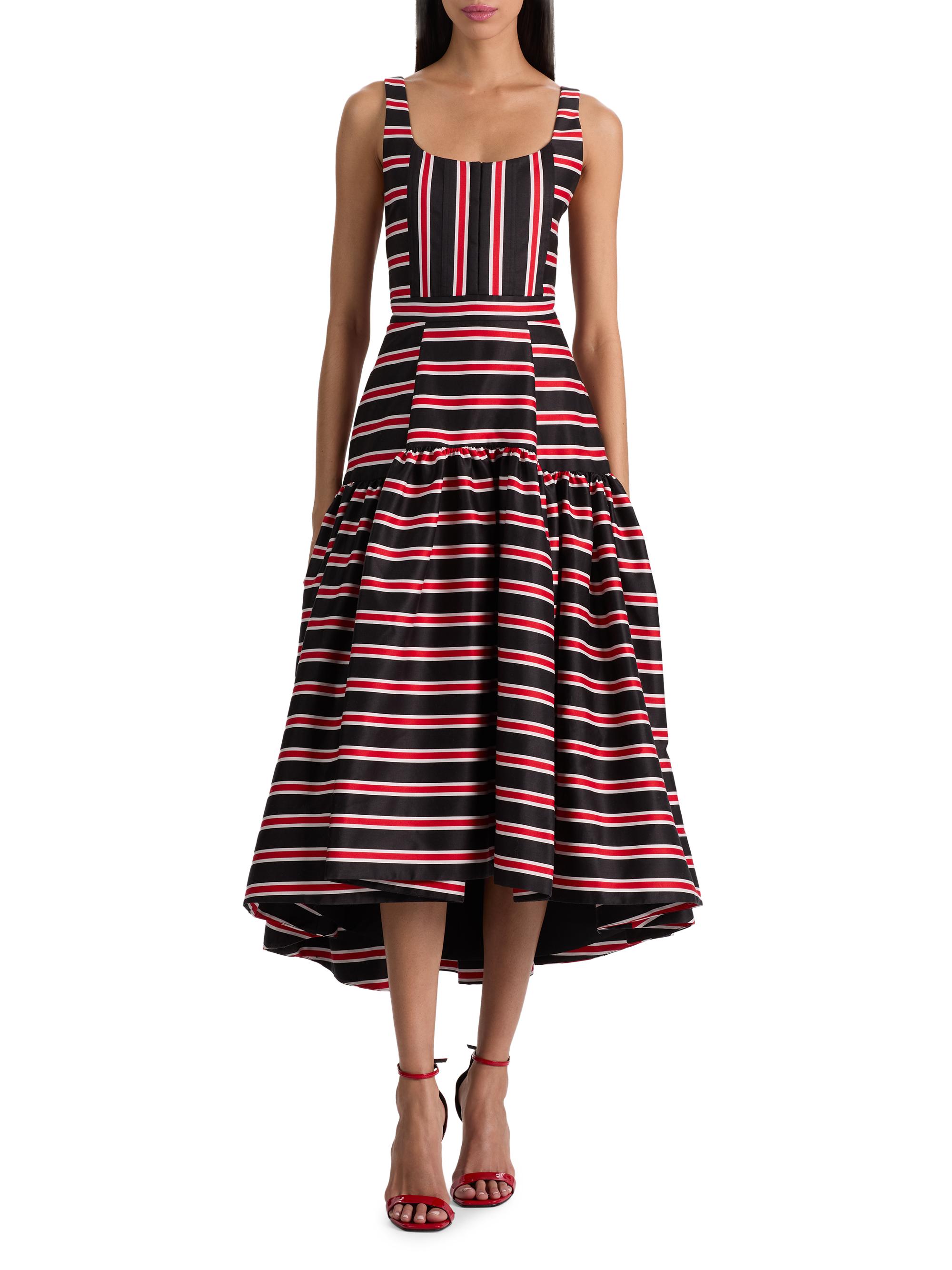 ALICE + OLIVIA Diana Shadow Striped Cotton Midi-Dress | Saks Fifth Avenue