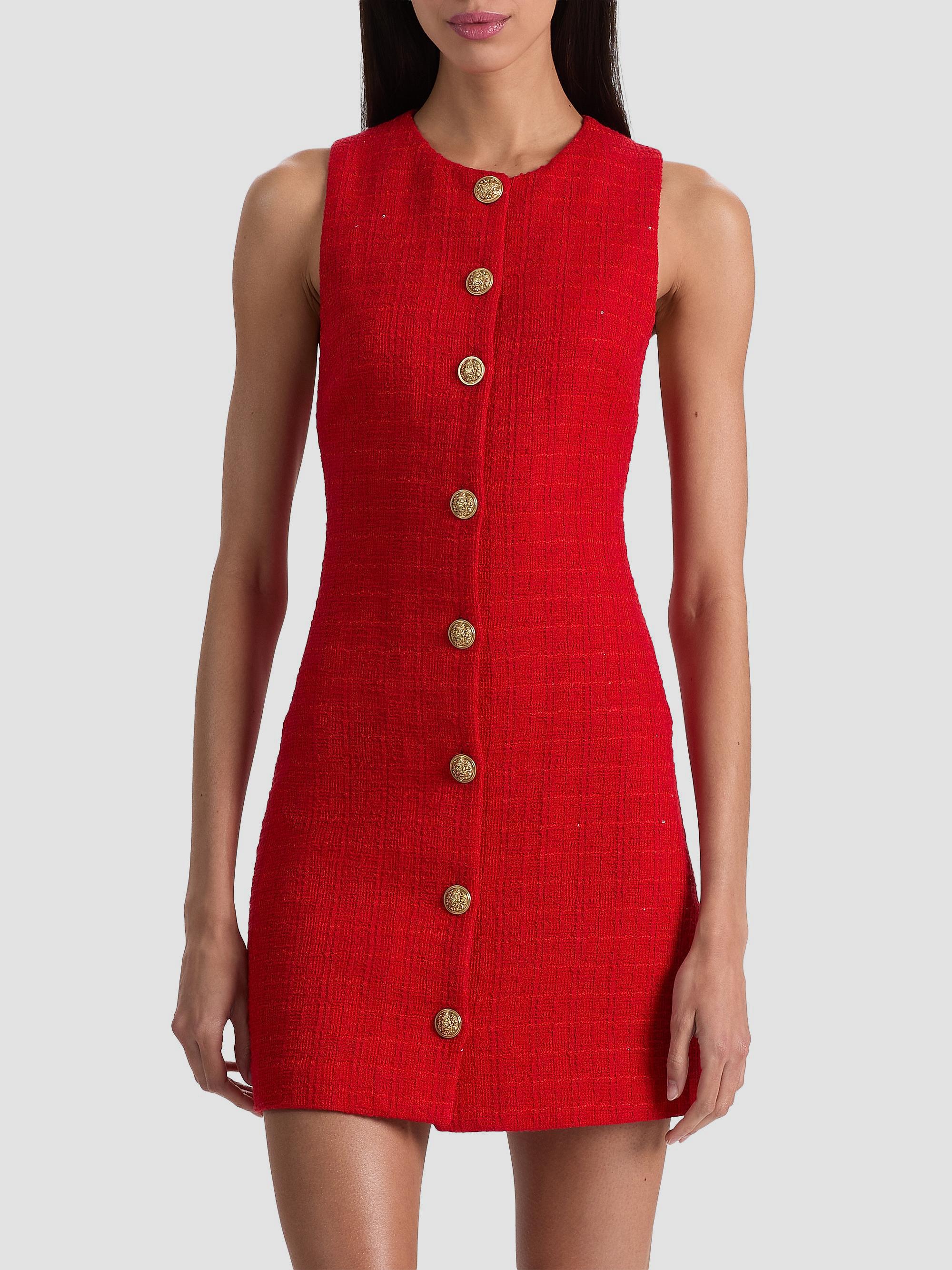 ALICE + OLIVIA Cade Tweed Button-Front Minidress | Saks Fifth Avenue
