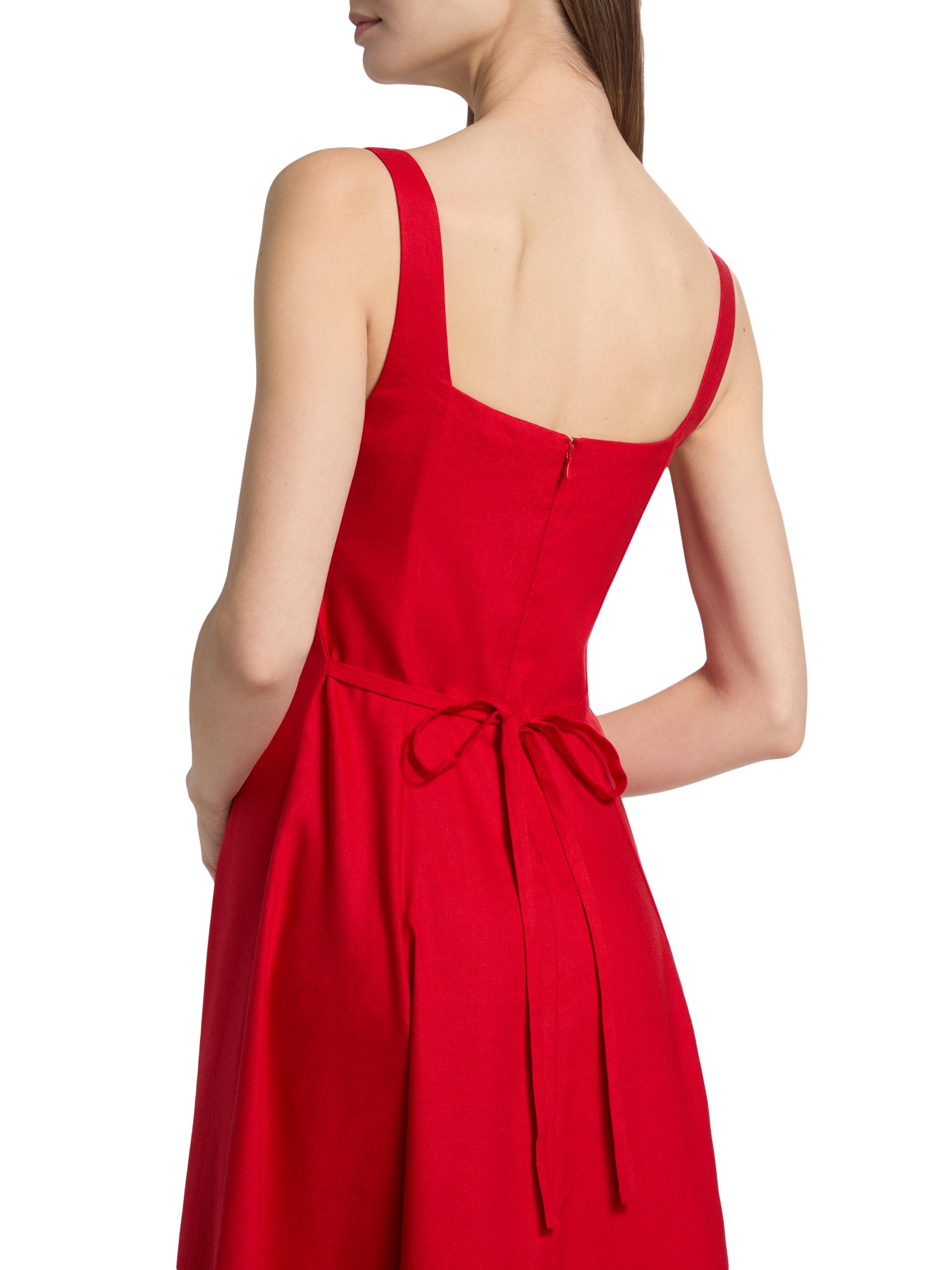 Alice + Olivia Women's Polly Linen-Blend Tie-Back Midi-Dress - Chili Pepper - Size 2