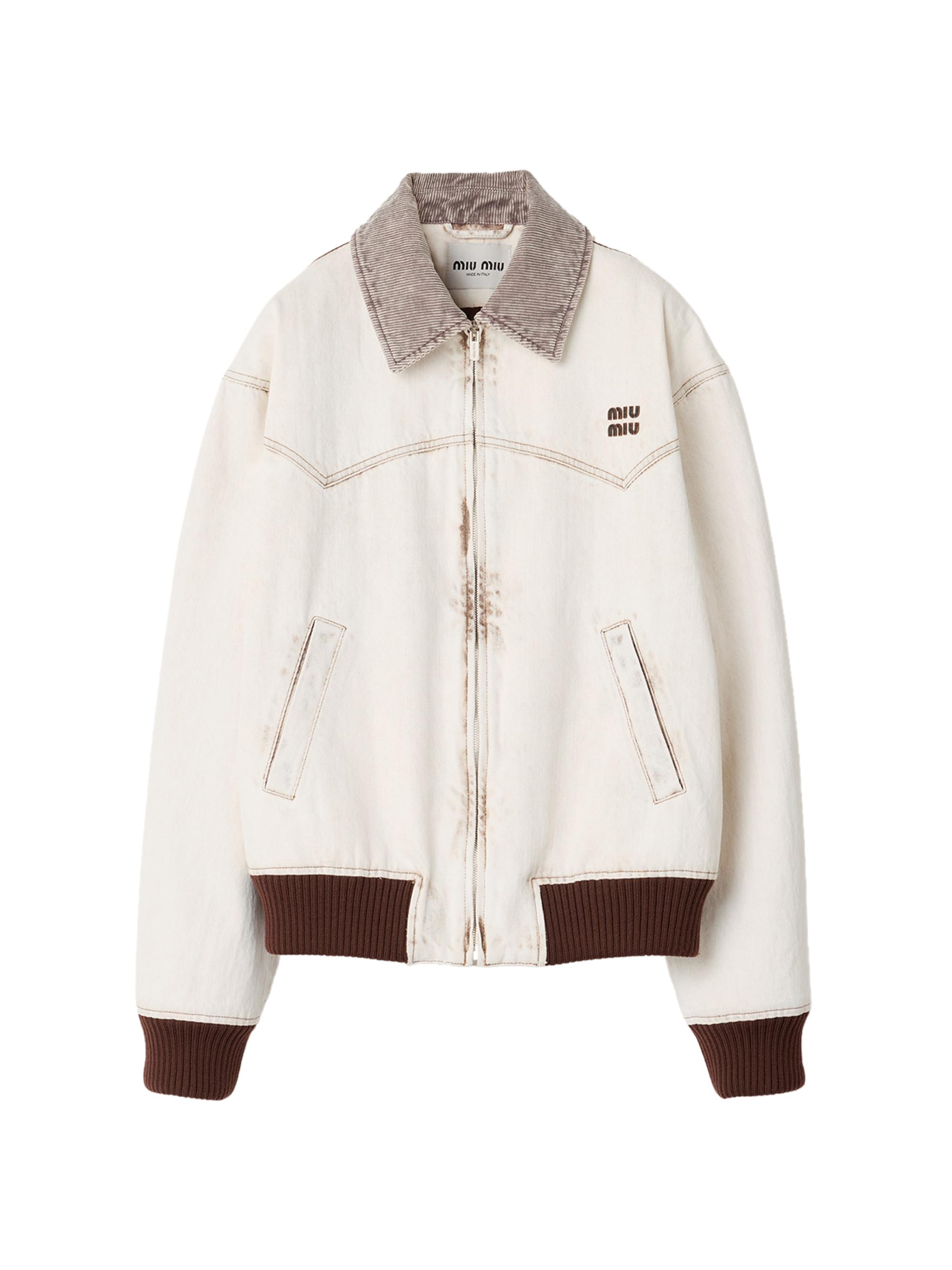 Women's Denim Blouson Jacket - White