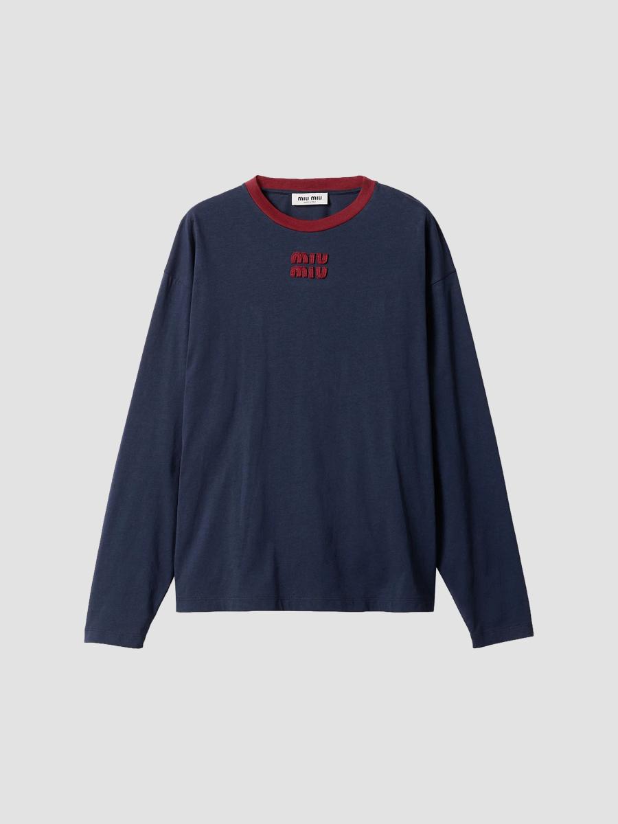 Miu Miu Long-Sleeved Cotton Jersey T-Shirt | Saks Fifth Avenue