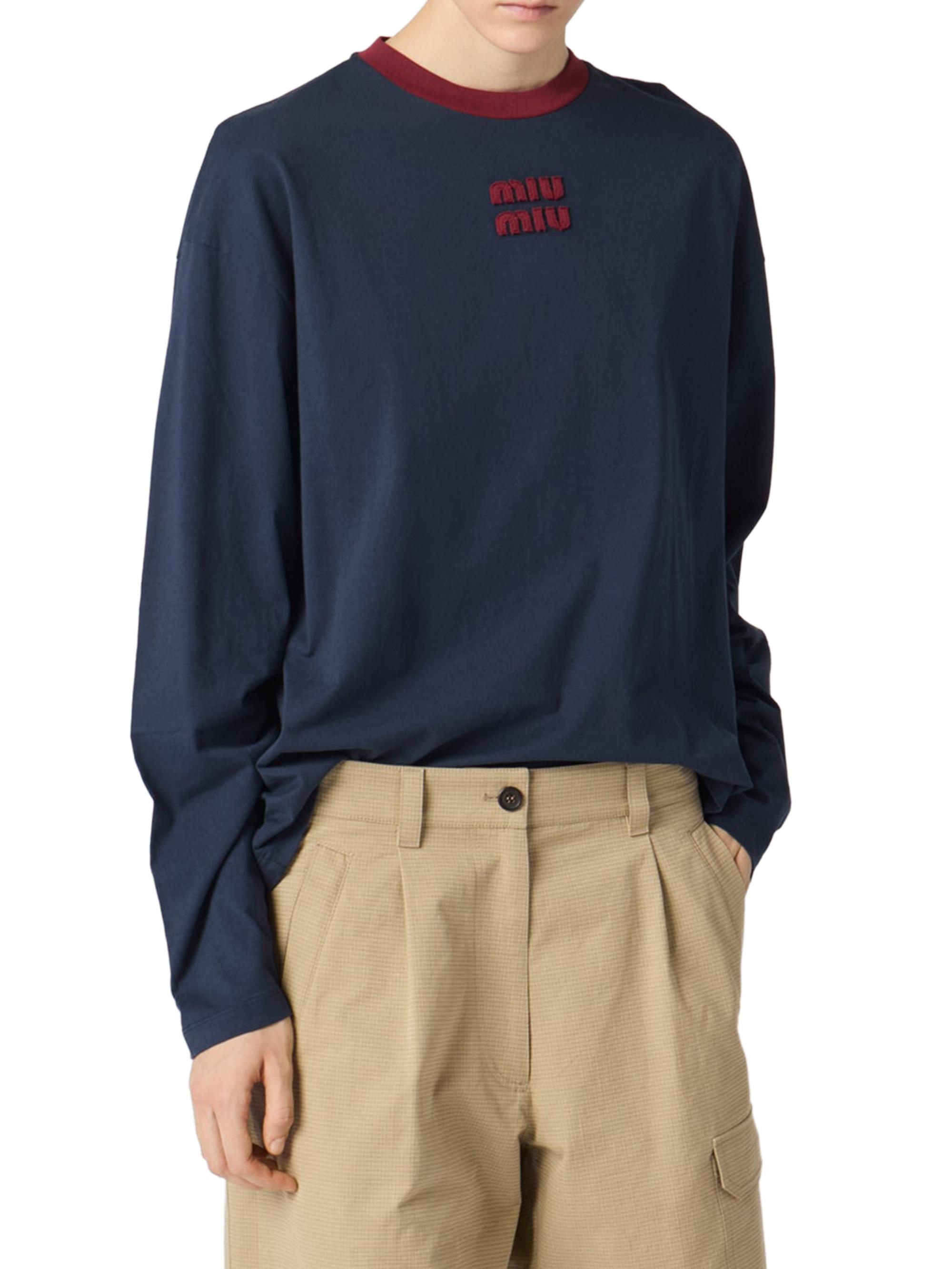 Miu Miu Long-Sleeved Cotton Jersey T-Shirt | Saks Fifth Avenue