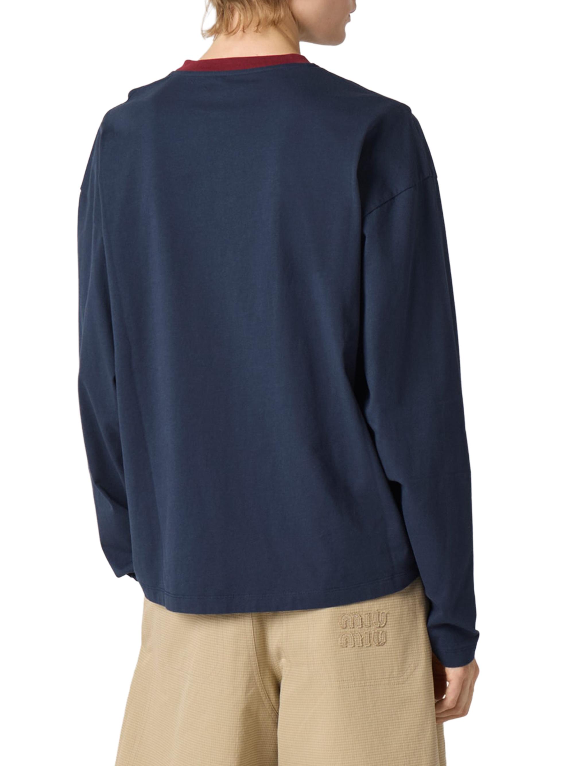 LOVeさん専用　miu miu ネイビー 長袖Tシャツ Lサイズ Miu Miu Long-Sleeved Cotton Jersey T-Shirt | Saks Fifth Avenue