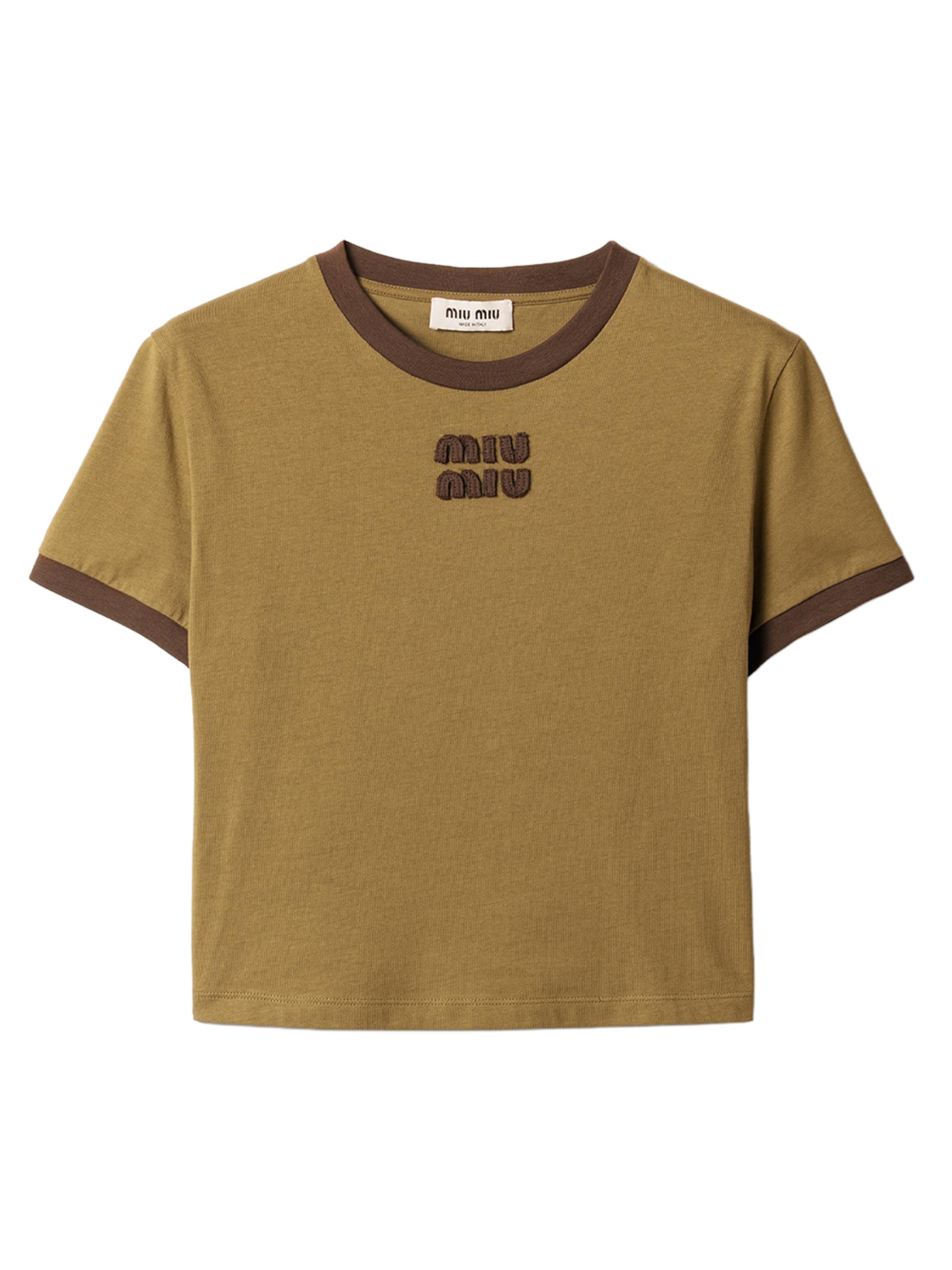 Miu Miu Women's Cotton Jersey T-Shirt - Green