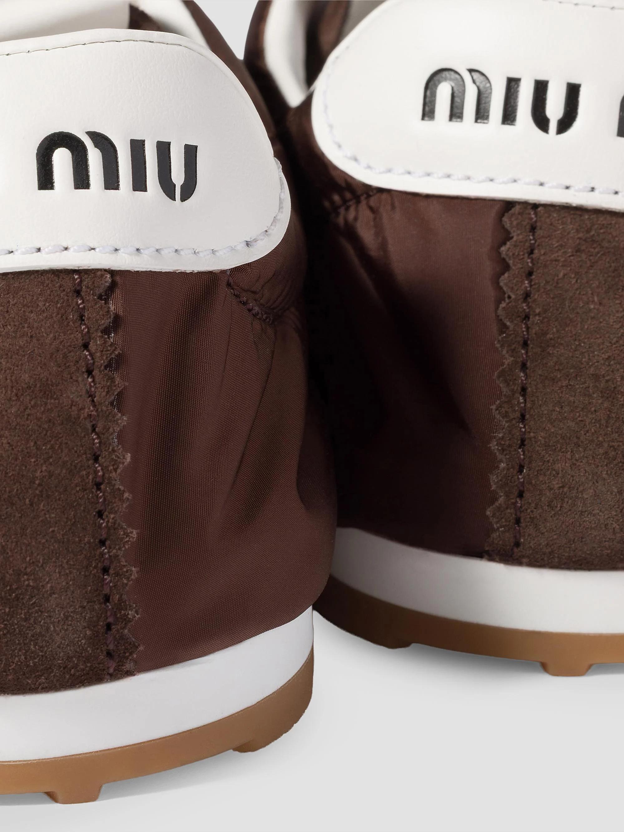Miu Miu Plume Technical Fabric and Suede Sneakers | Saks Fifth Avenue