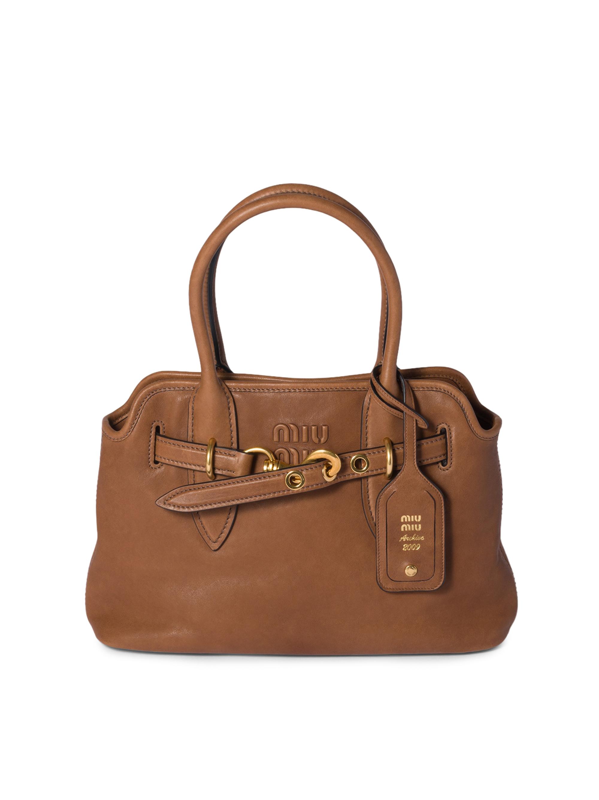 Miu Miu Women's Aventure Nappa Leather Top Handle Bag - Brown