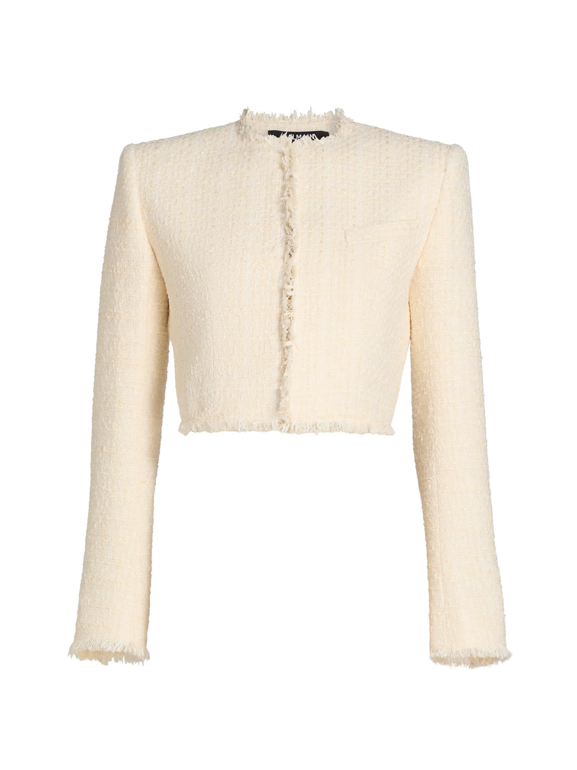 Balmain Women's Spencer Tweed Cropped Jacket - White