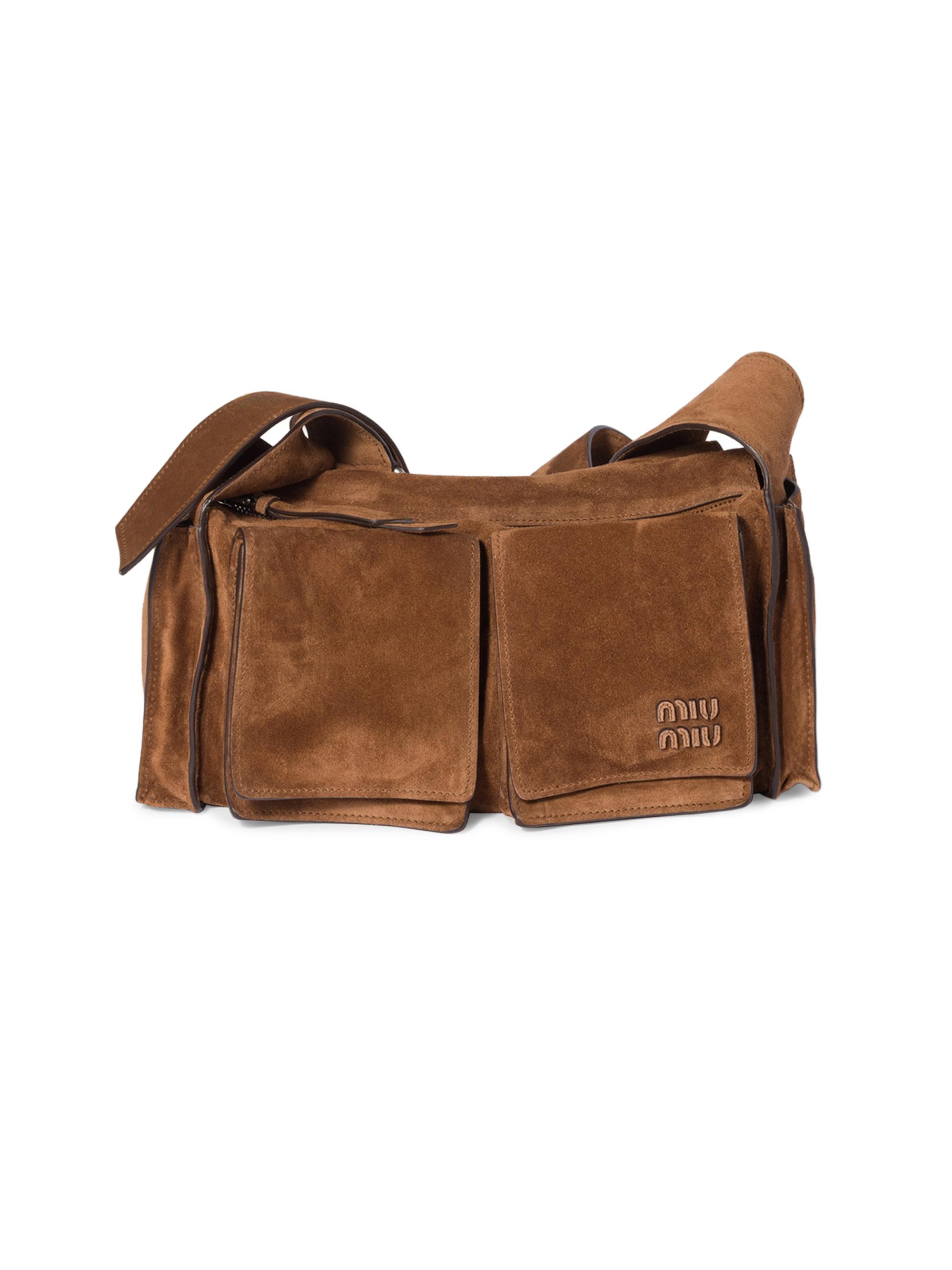 Miu Miu Women's Utilitaire Suede Shoulder Bag - Brown