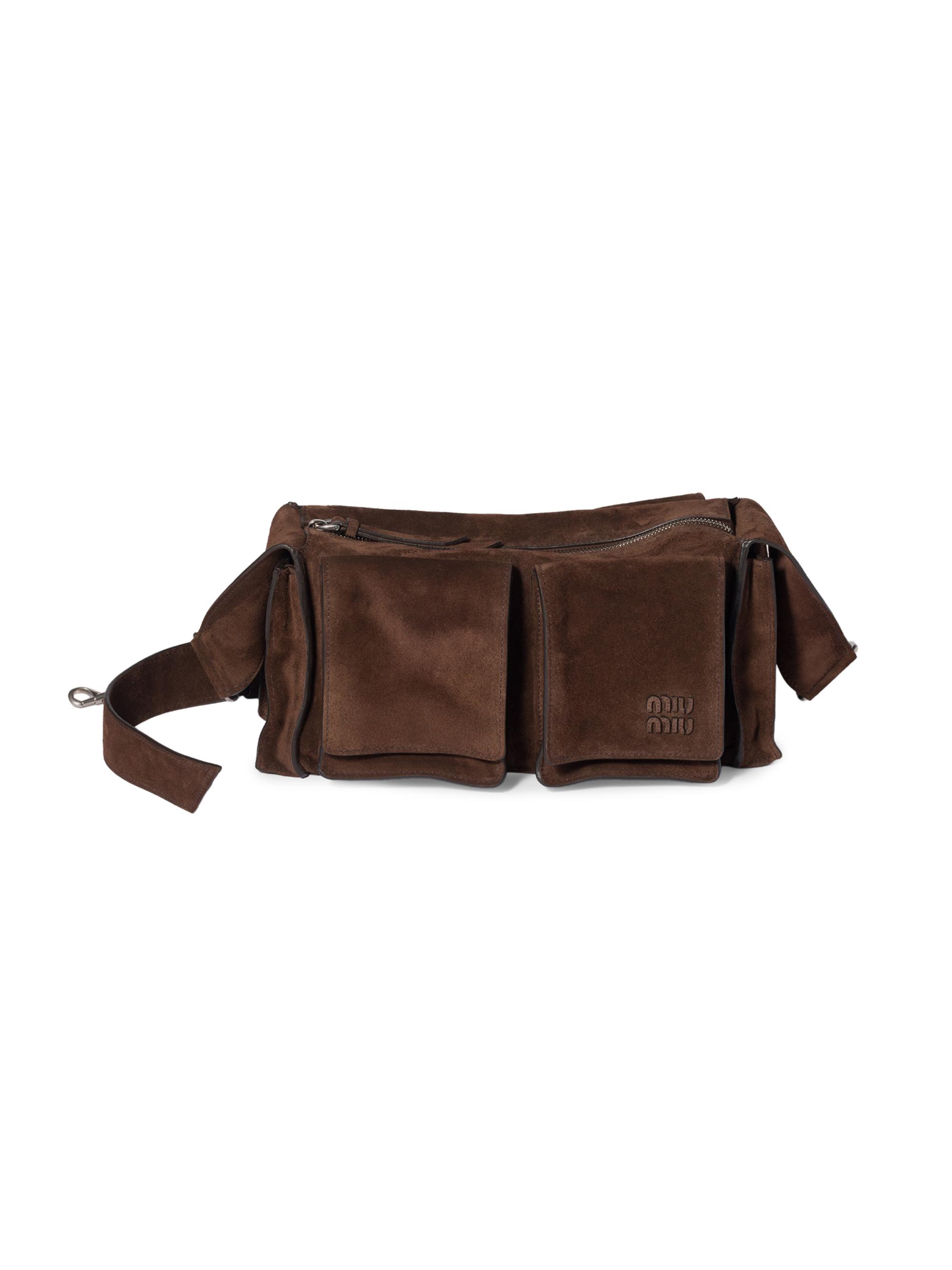 Miu Miu Women's Utilitaire Suede Shoulder Bag - Dark Brown