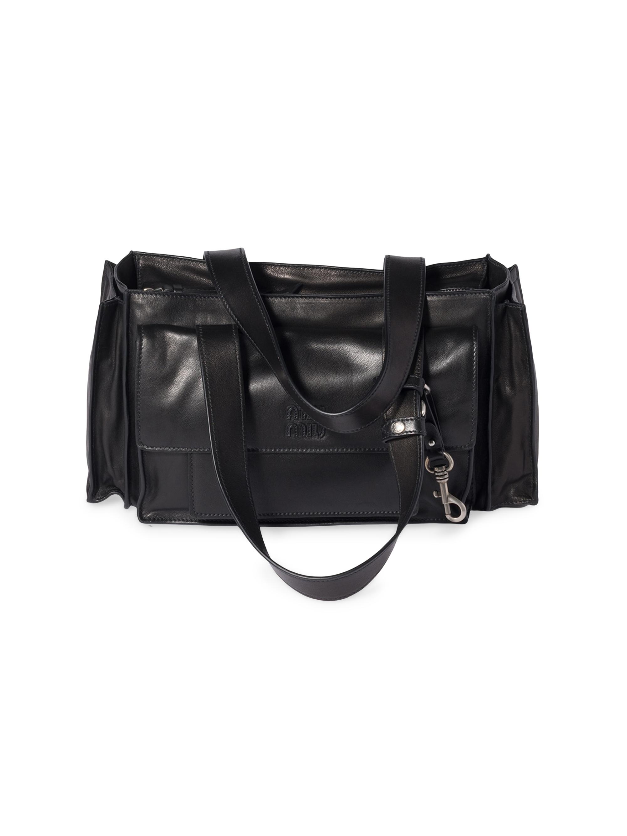 Miu Miu Women's Utilitaire Nappa Leather Shopping Bag - Black