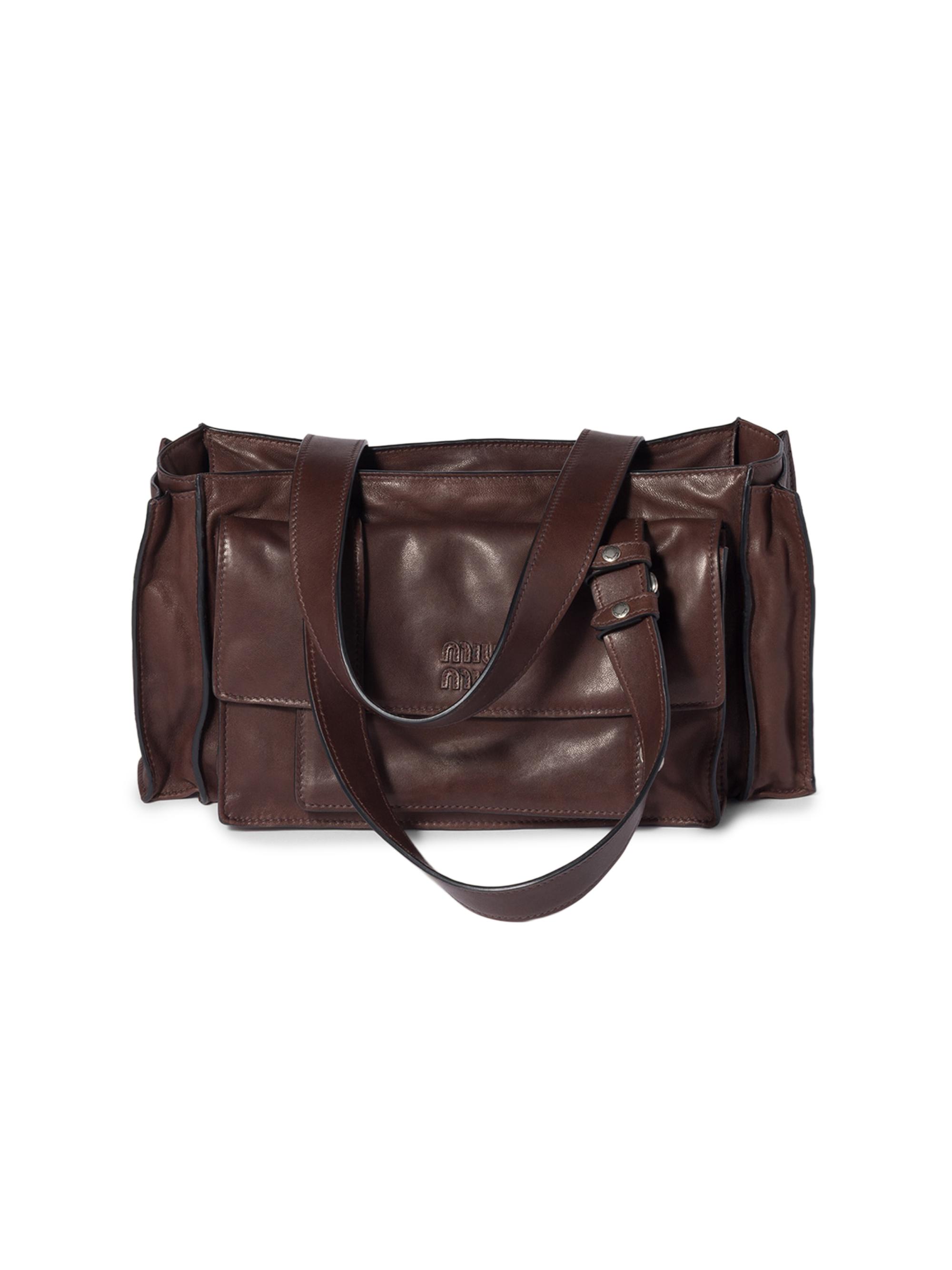 Miu Miu Women's Utilitaire Nappa Leather Shopping Bag - Dark Brown