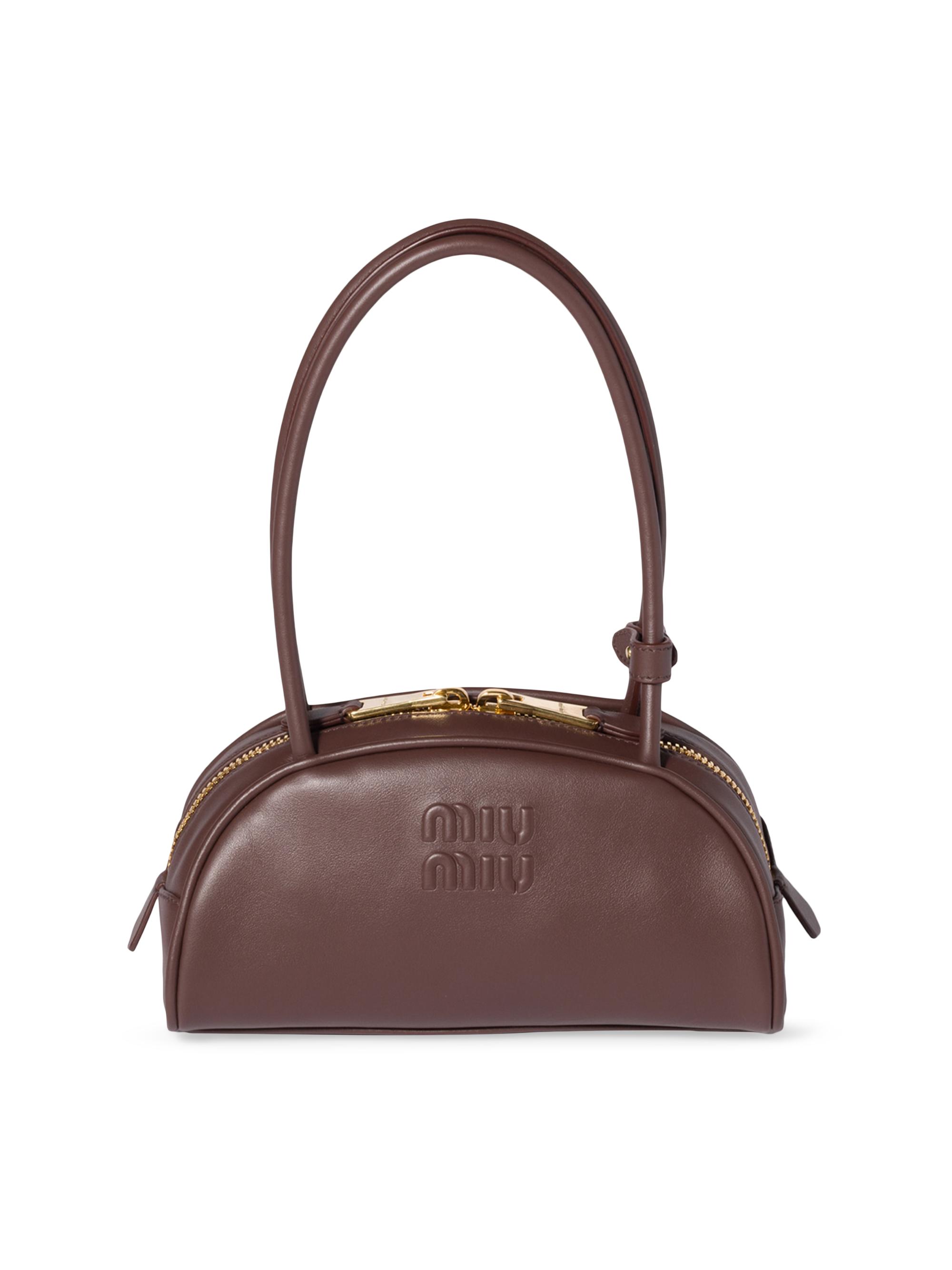 Miu Miu Women's Beau Leather Shoulder Bag - Dark Brown
