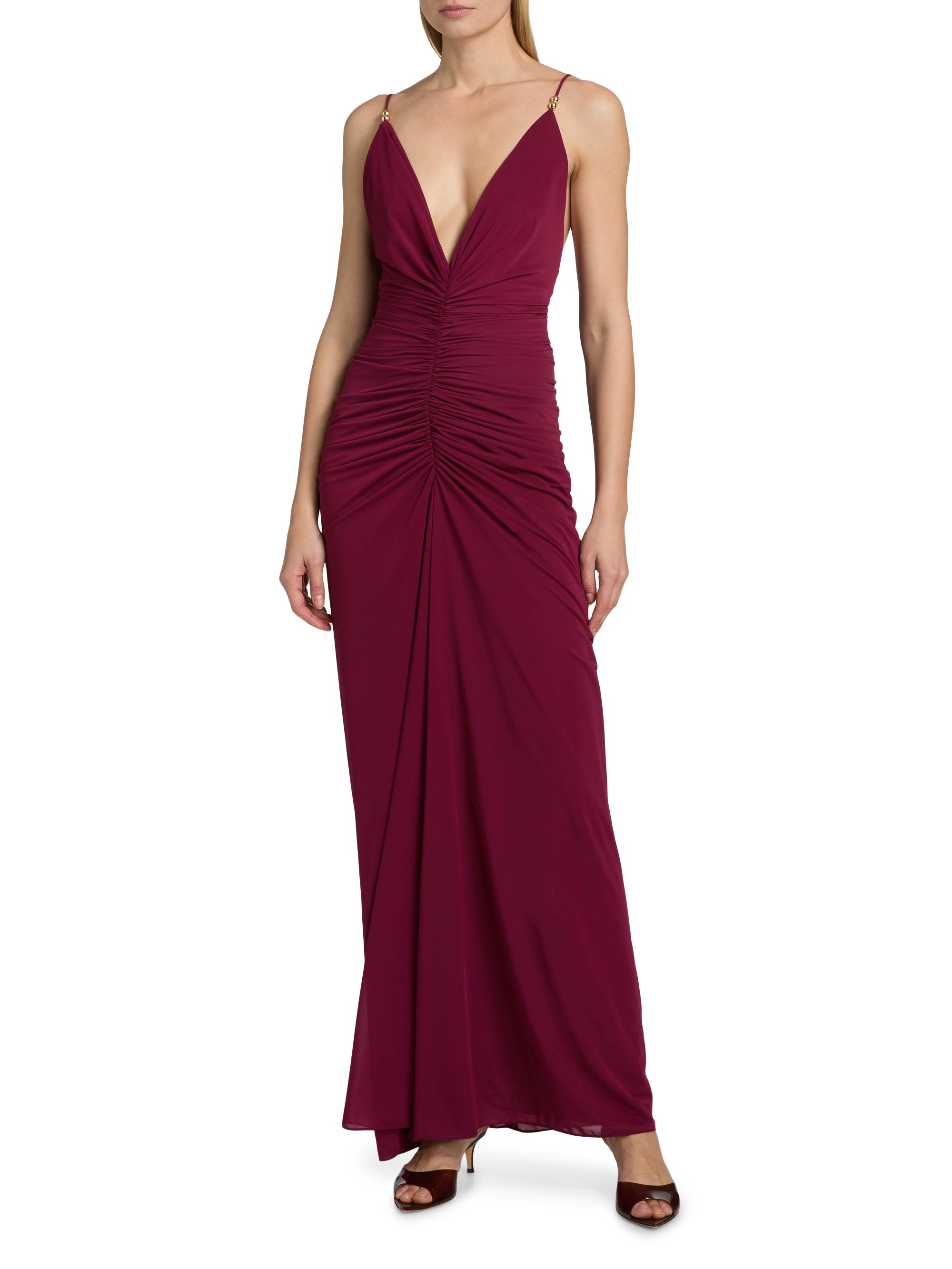 Ronny Kobo Women's Anya Ruched Maxi Dress - Blackberry | Thumbnail 3