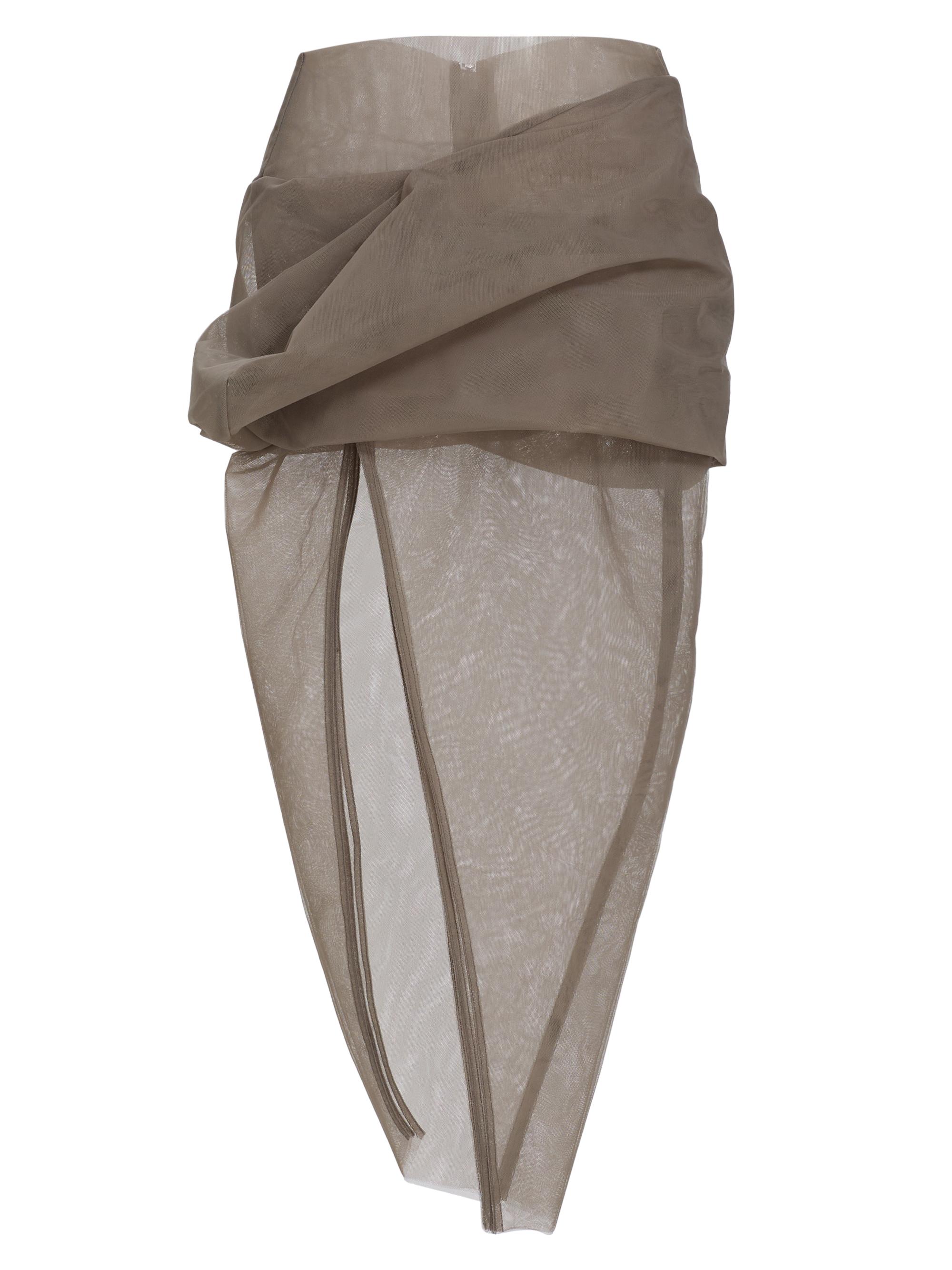 Rick Owens Women's Draped Sheer Midi-Skirt - Dust