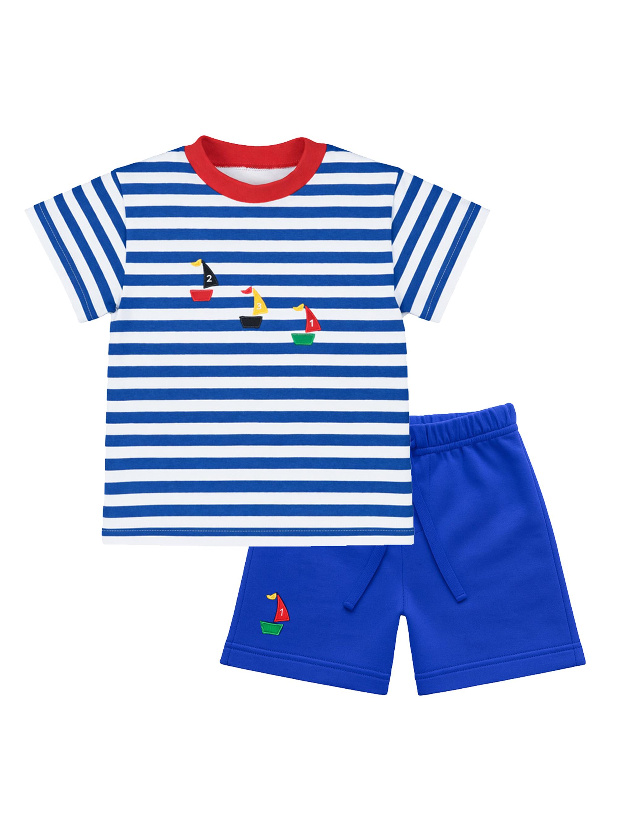 Florence Eiseman Little Boy's Striped Stretch-Cotton T-Shirt & Shorts Set - Royal