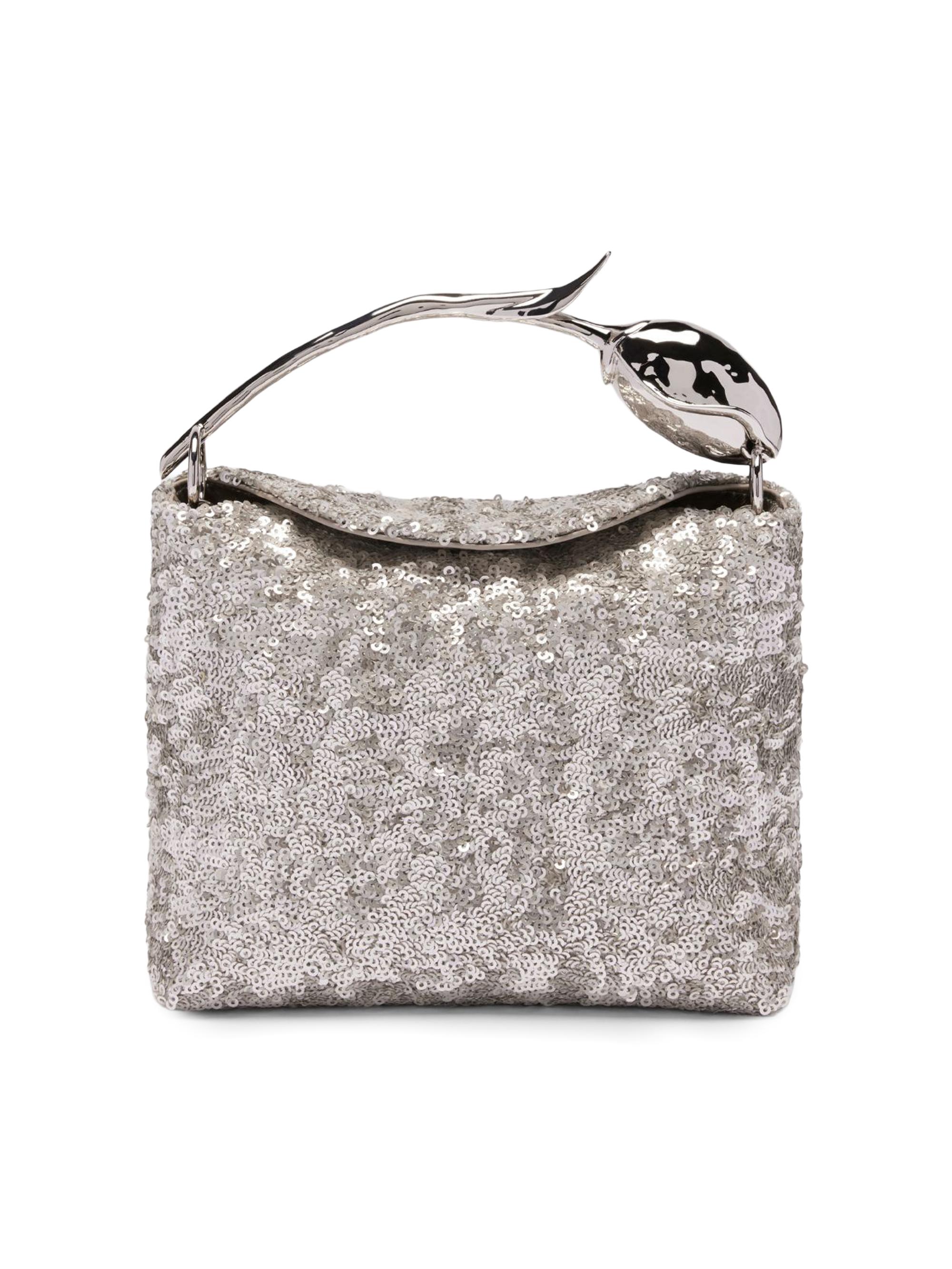 Erdem Women's Bloom Mini Sequin-Embellished Top Handle Bag - Silver