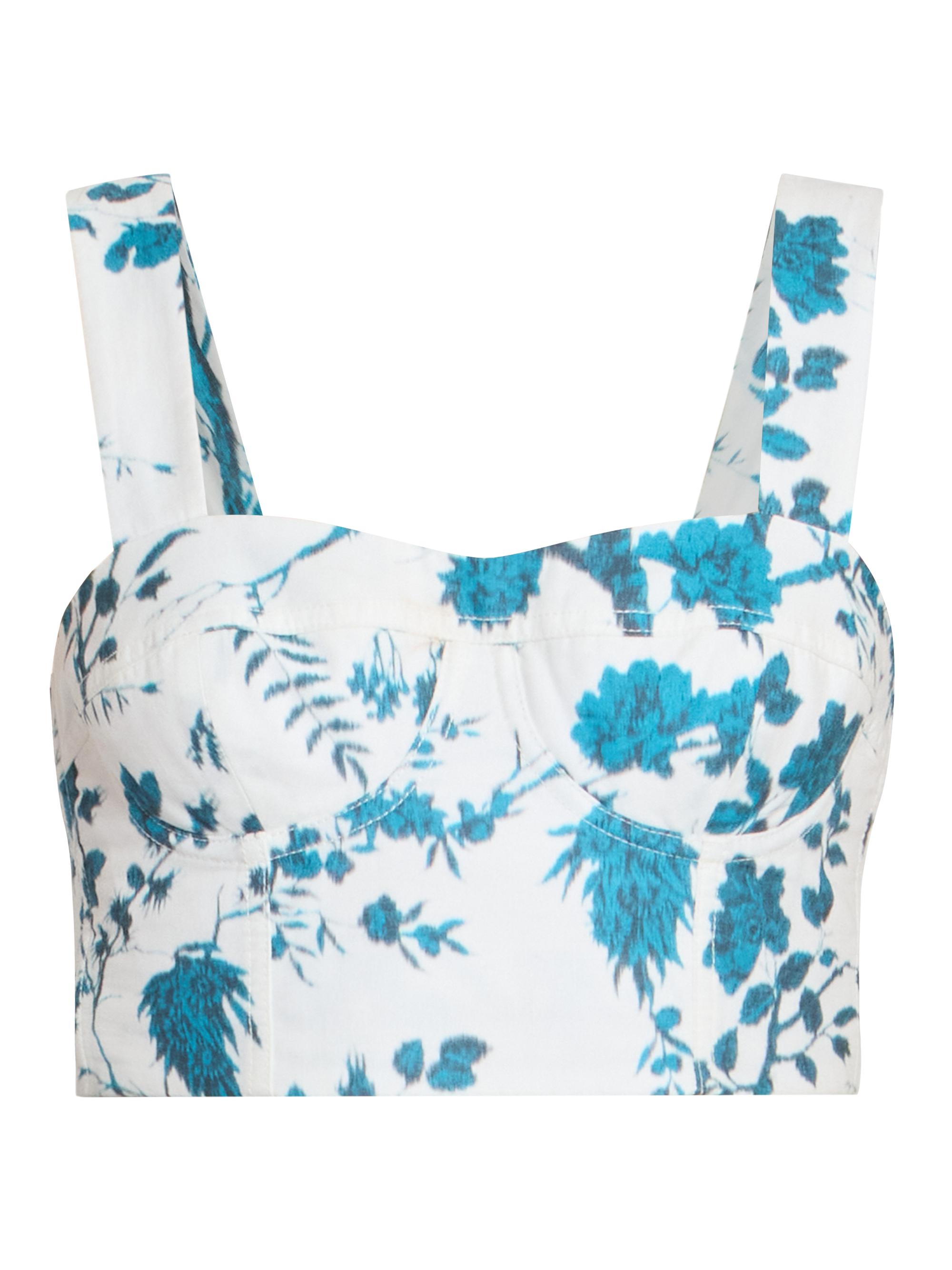 Erdem Women's Floral Cotton-Linen Bralette Top - Wild Fern Botanical Dream