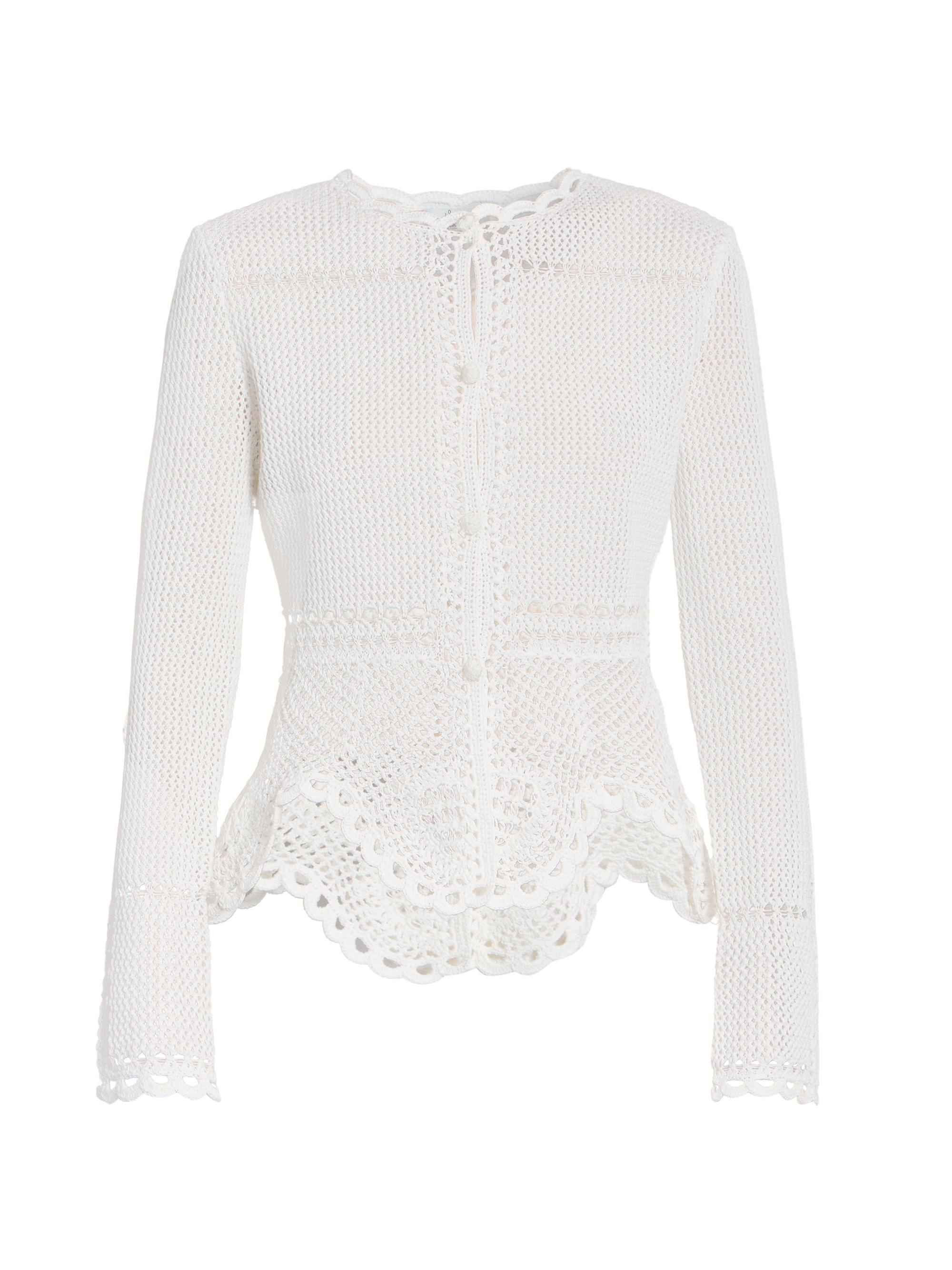 Erdem Women's Cotton Crochet Peplum Cardigan -