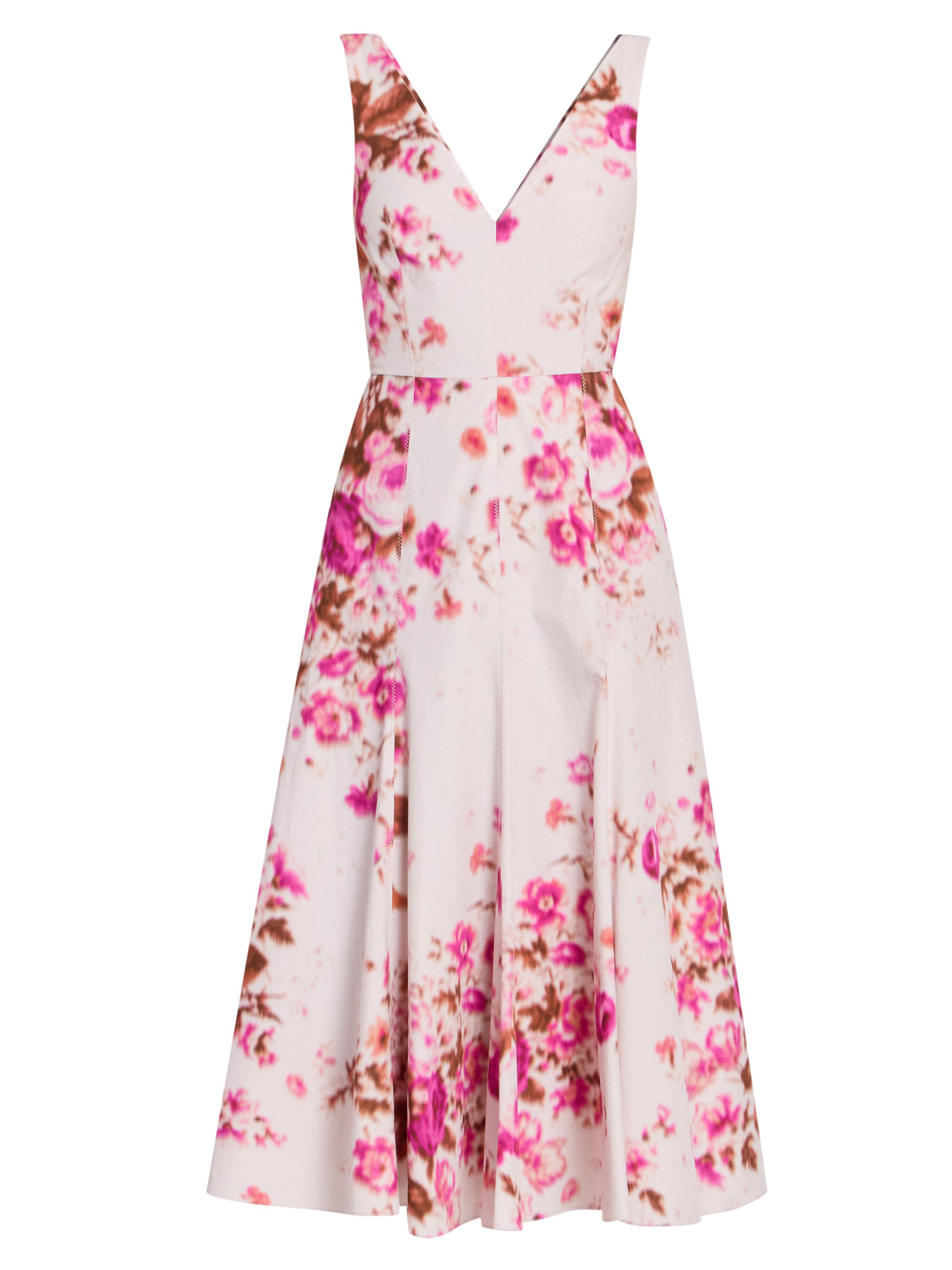 Erdem Women's Floral Cotton Sleeveless Midi-Dress - Rose Bouquet Hot Pink