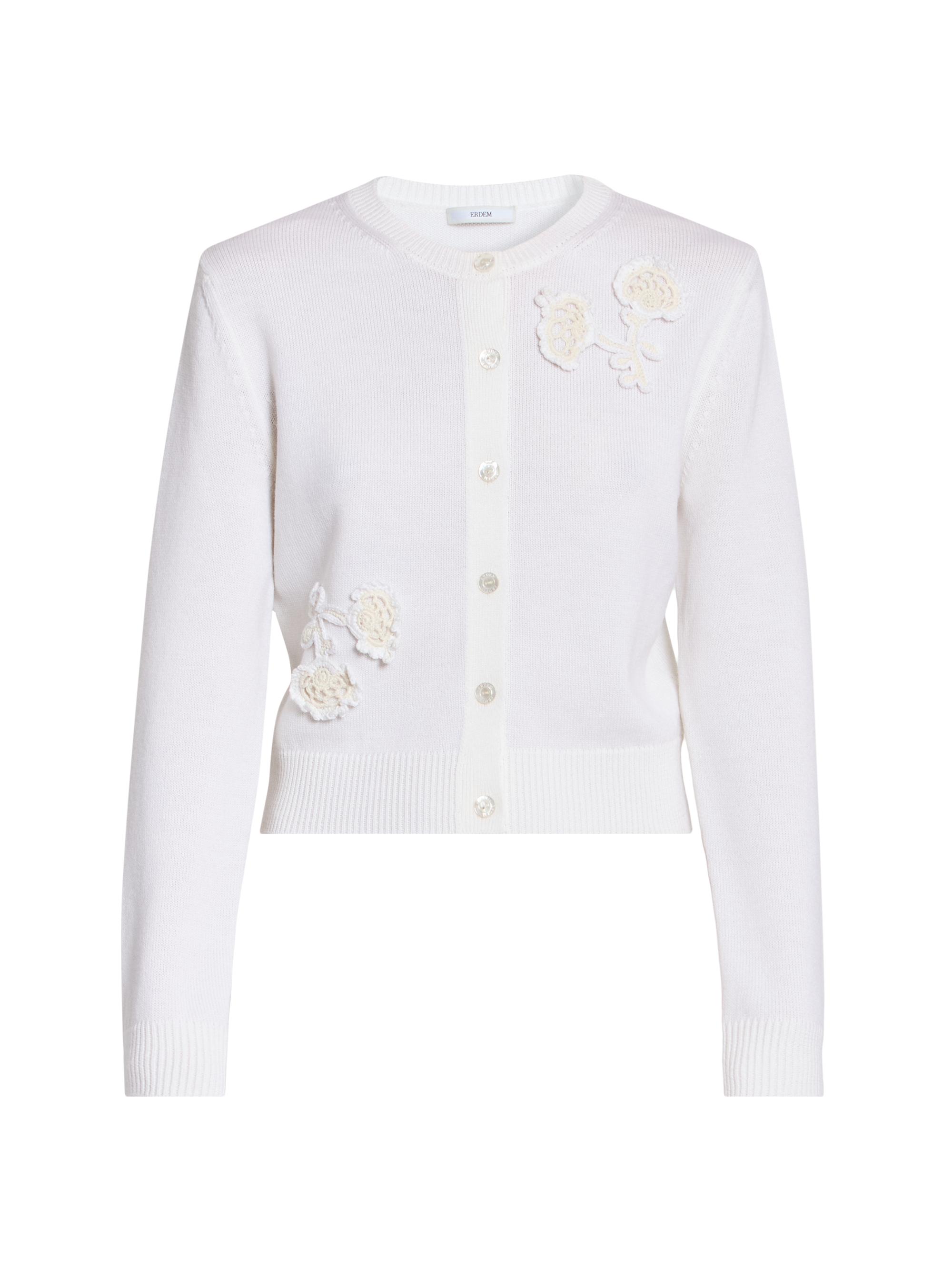 Erdem Women's Appliqué Merino Wool Cardigan -