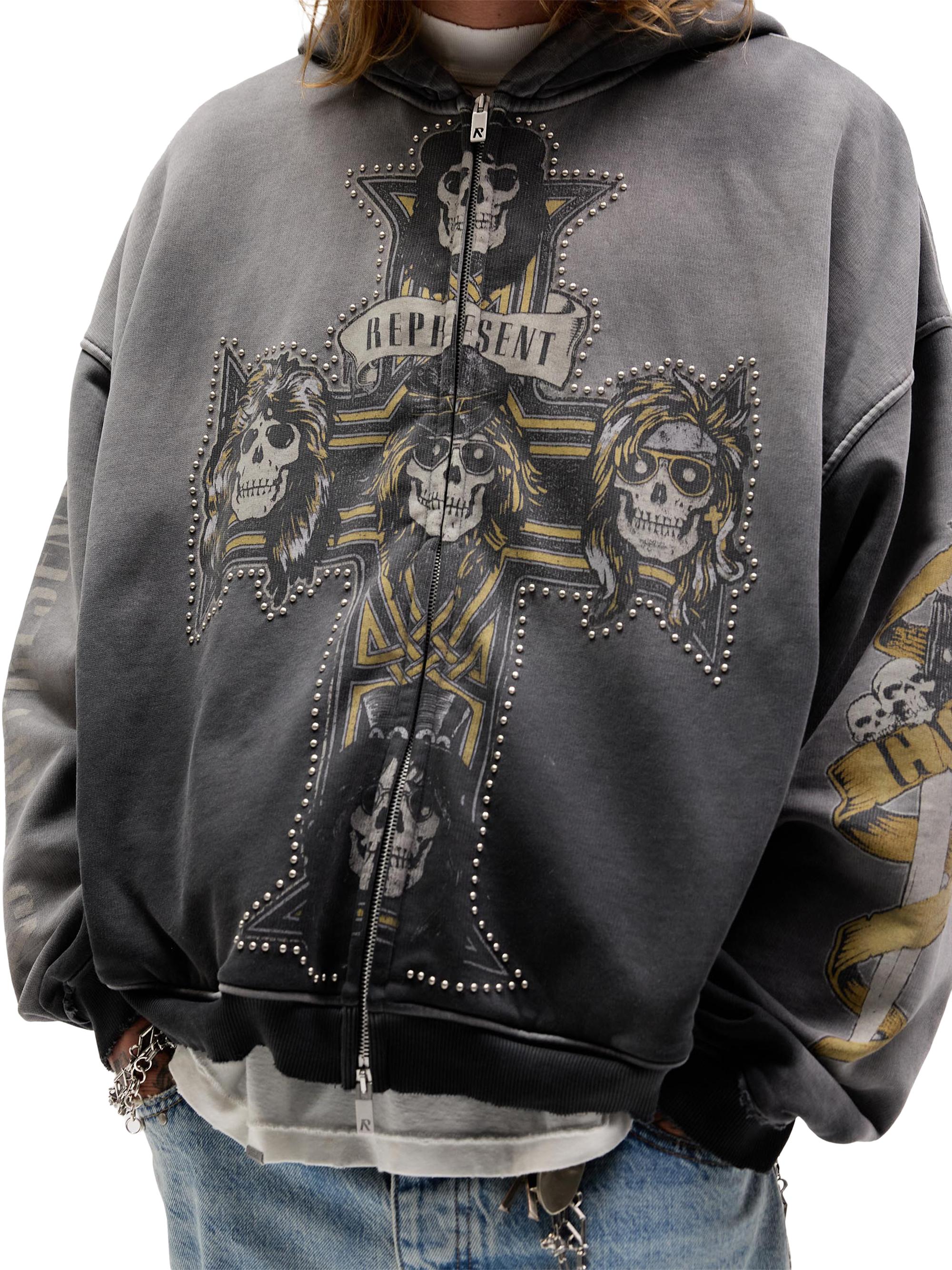 God of Roses BLACK OUT カウレザーロングベスト Represent Guns N' Roses Full-Zip Hoodie | Saks Fifth Avenue