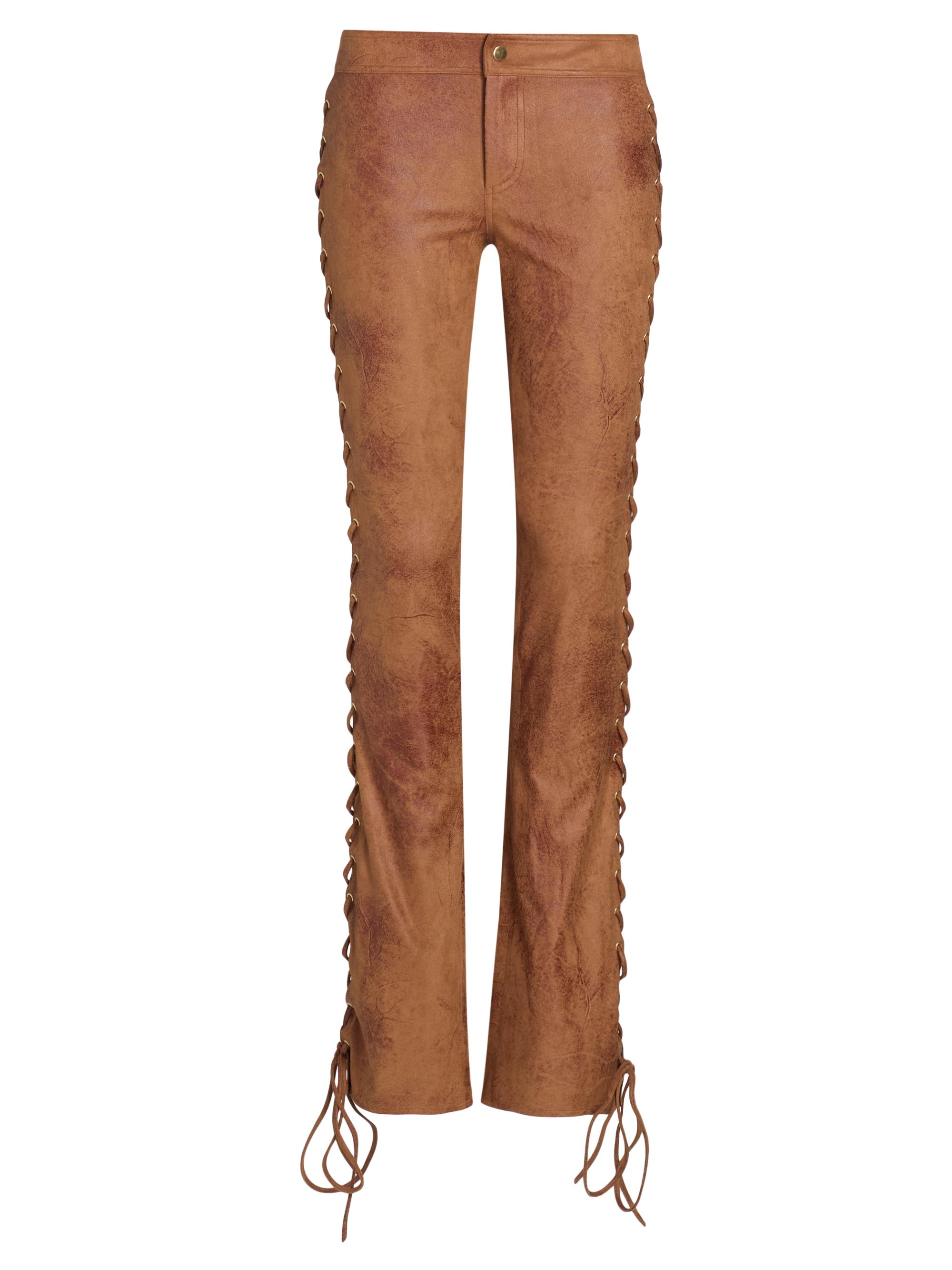 LaQuan Smith Women's Lace-Up Side Skinny Pants - Chocolate