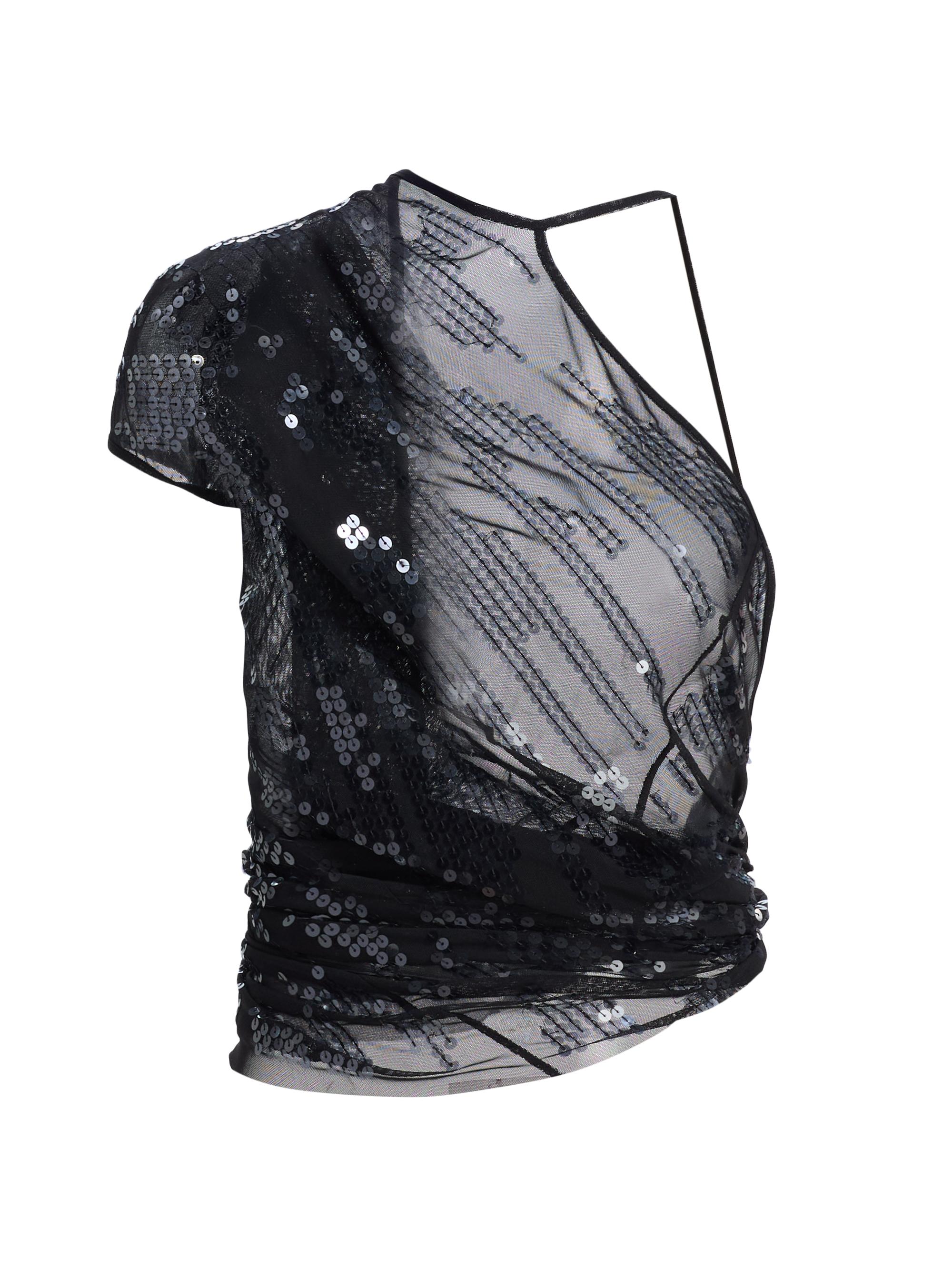 Rick Owens Women's Tungsten Sheer Sequined Top - Black Transparent Black