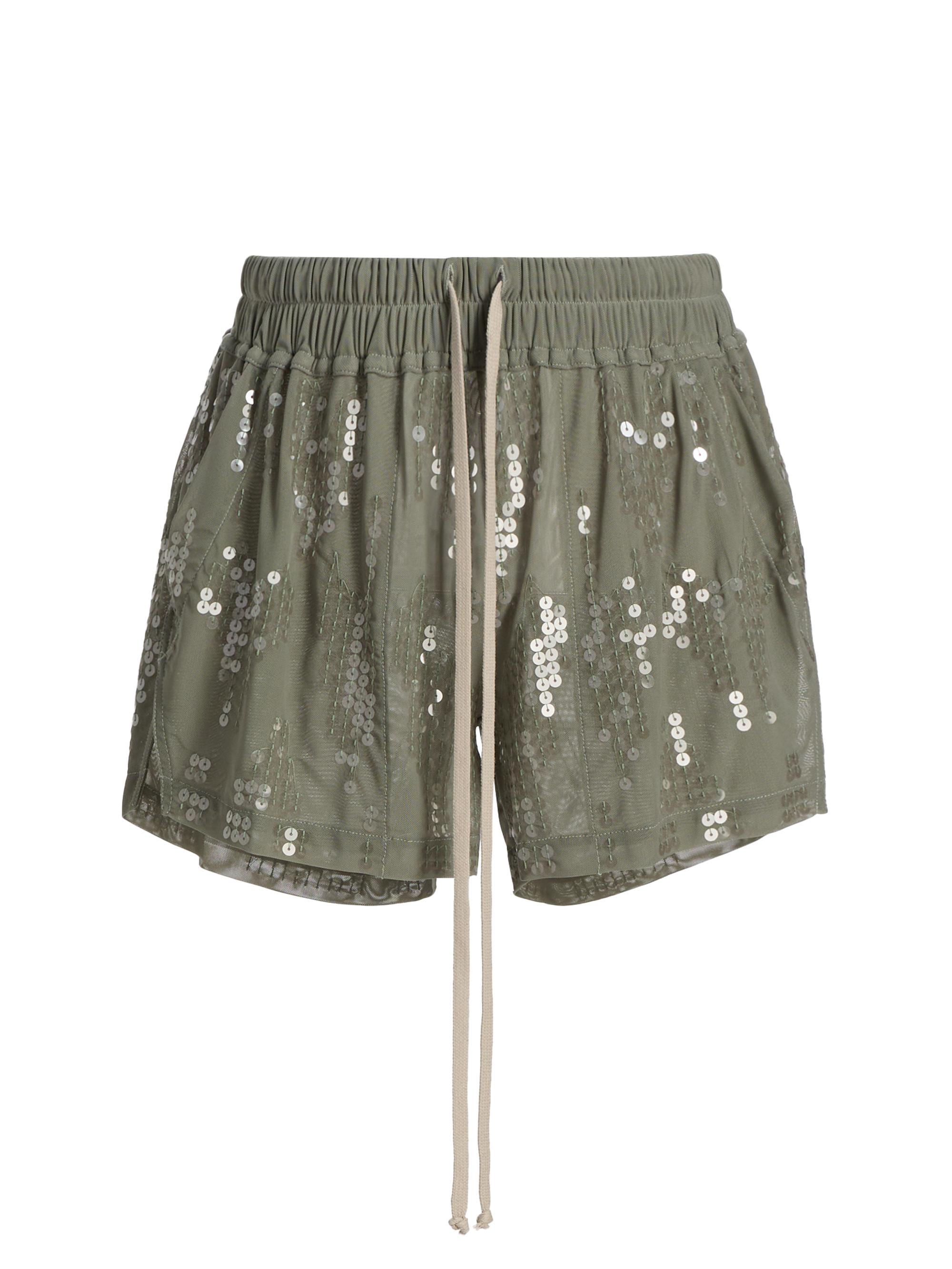 Rick Owens Lilies Women's Sequin Stretch-Nylon Boxer Shorts - Jade Transparent