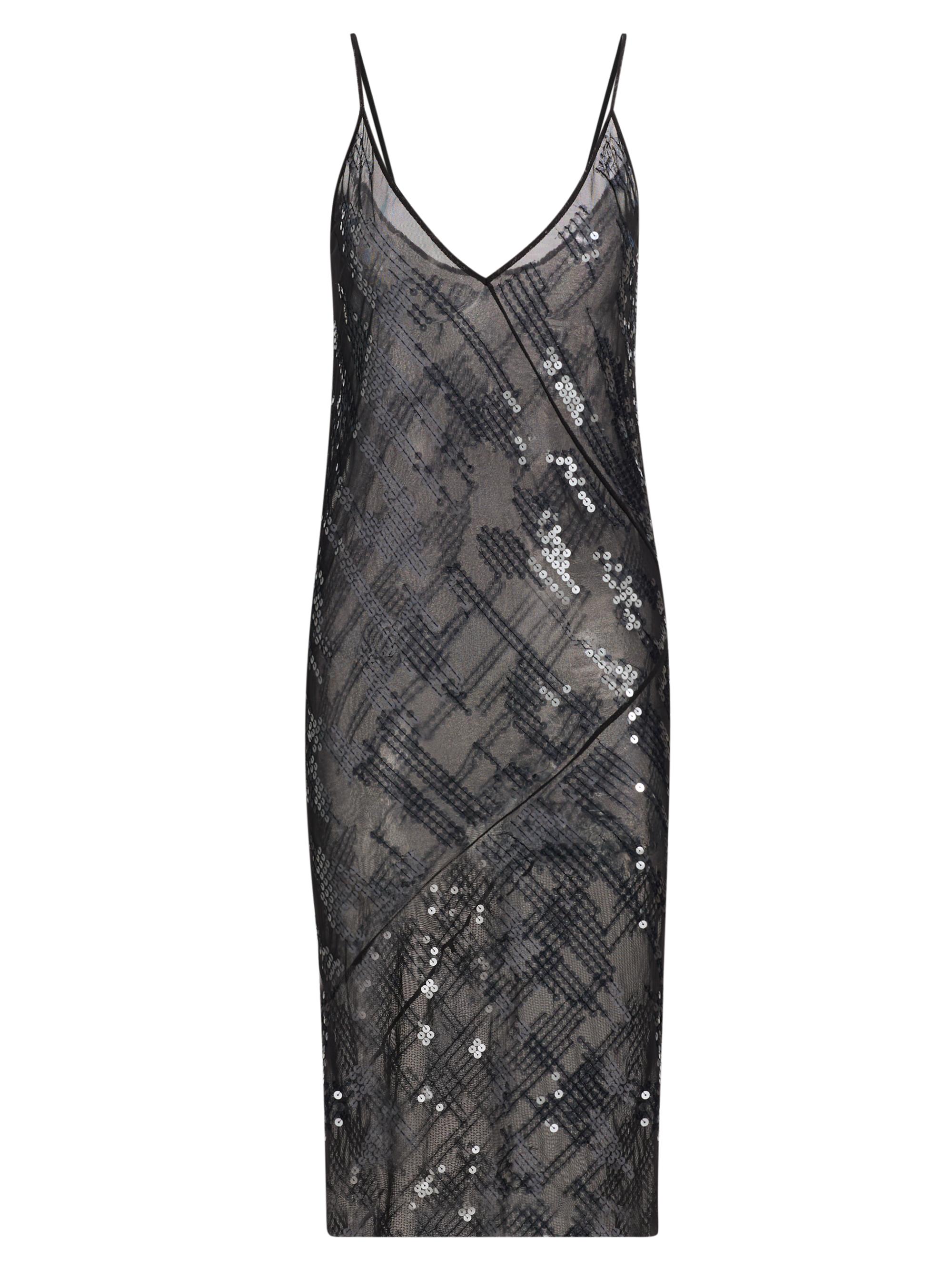 Rick Owens Lilies Women's Sheer Sequined Slip Dress - Black Transparent Black