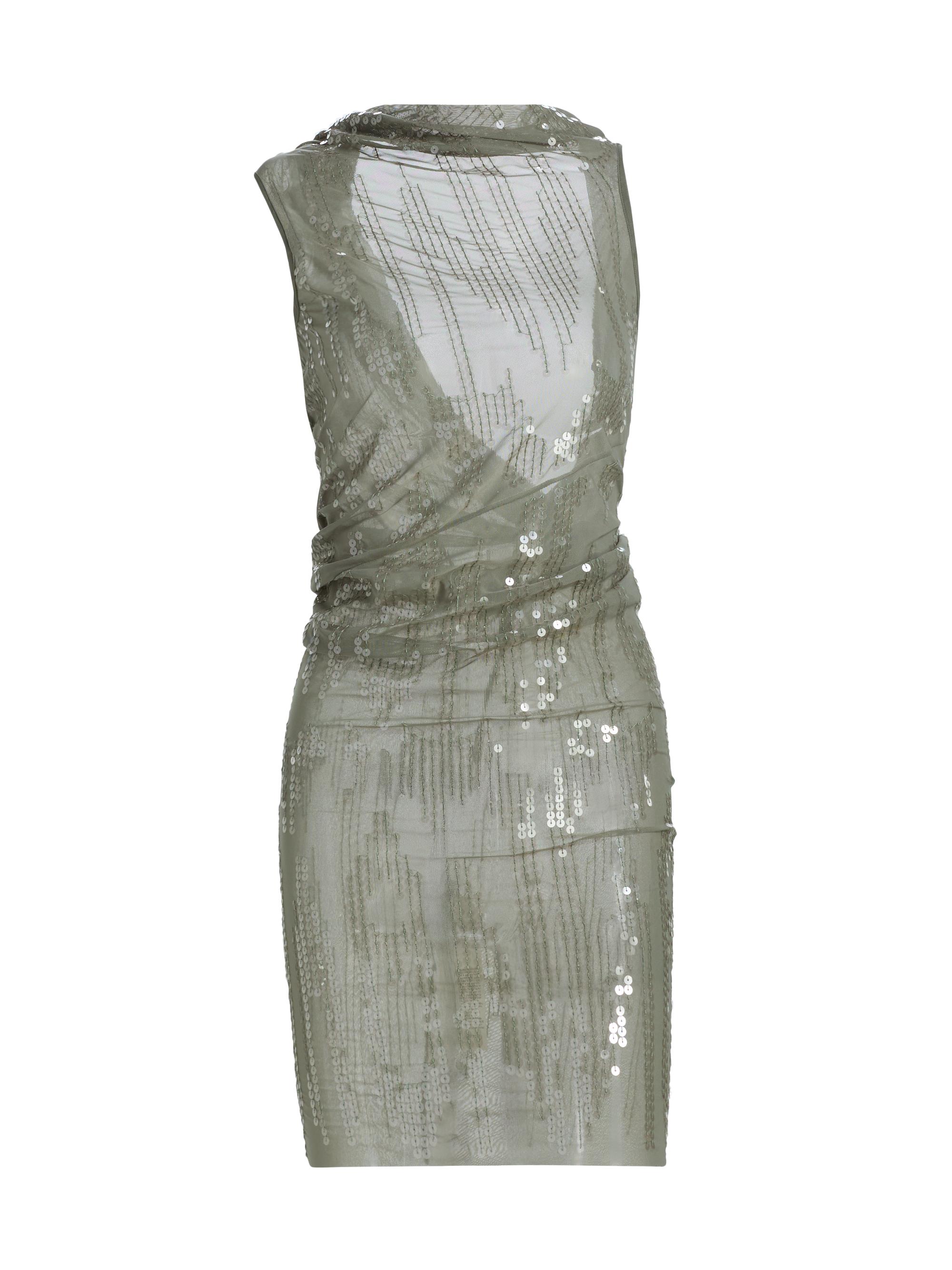 Rick Owens Lilies Women's Sheer Sequined Minidress - Jade Transparent