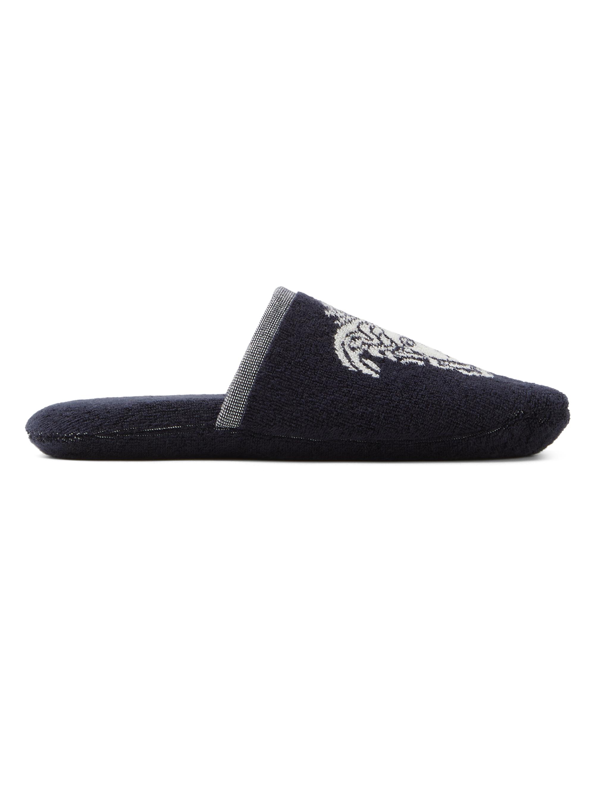 Versace Men's Jacquard Medusa Terry Cotton Bath Slippers - Blue White - Women's Clothing