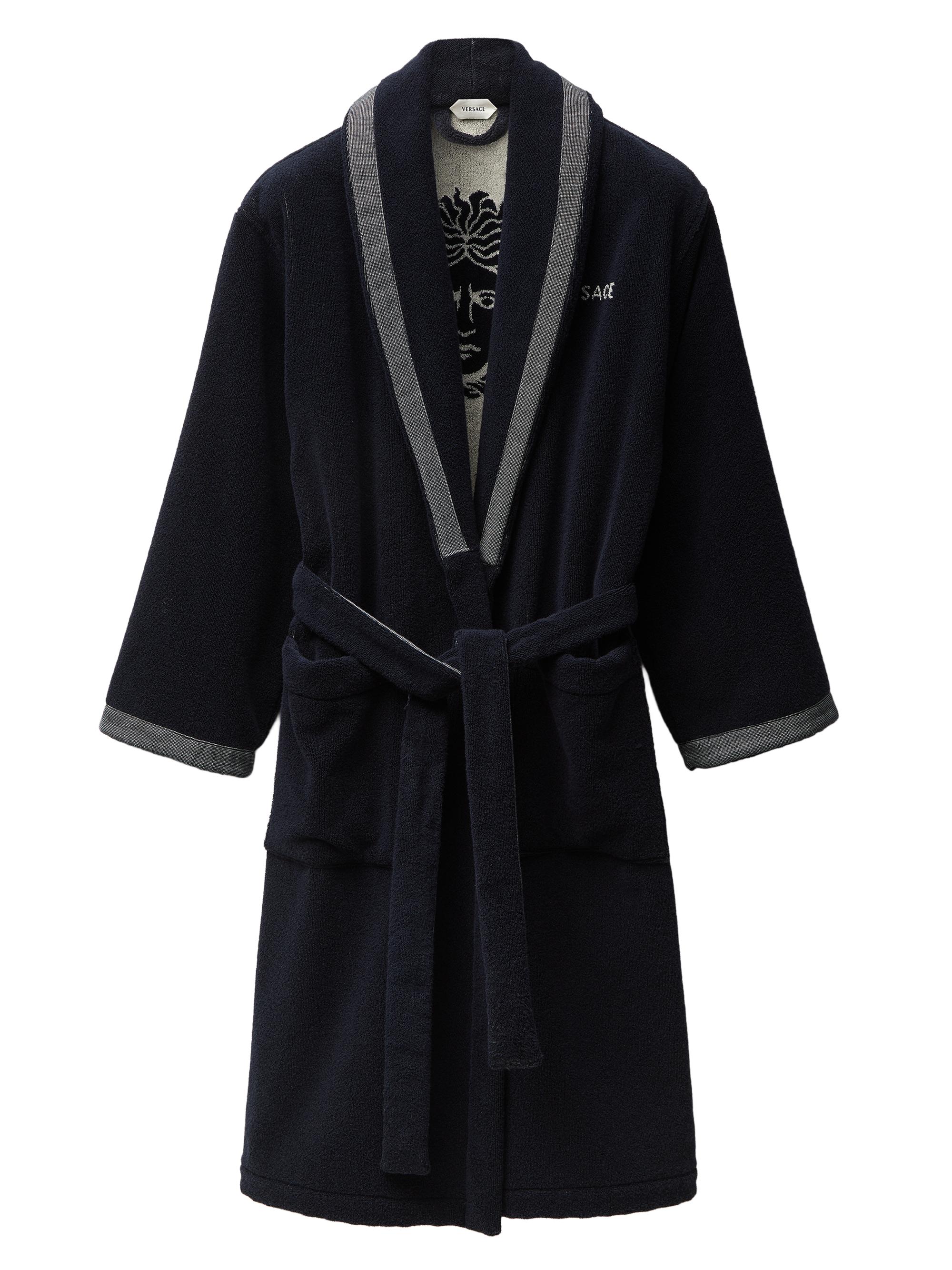Versace Men's Jacquard Medusa Terry Robe - Blue White