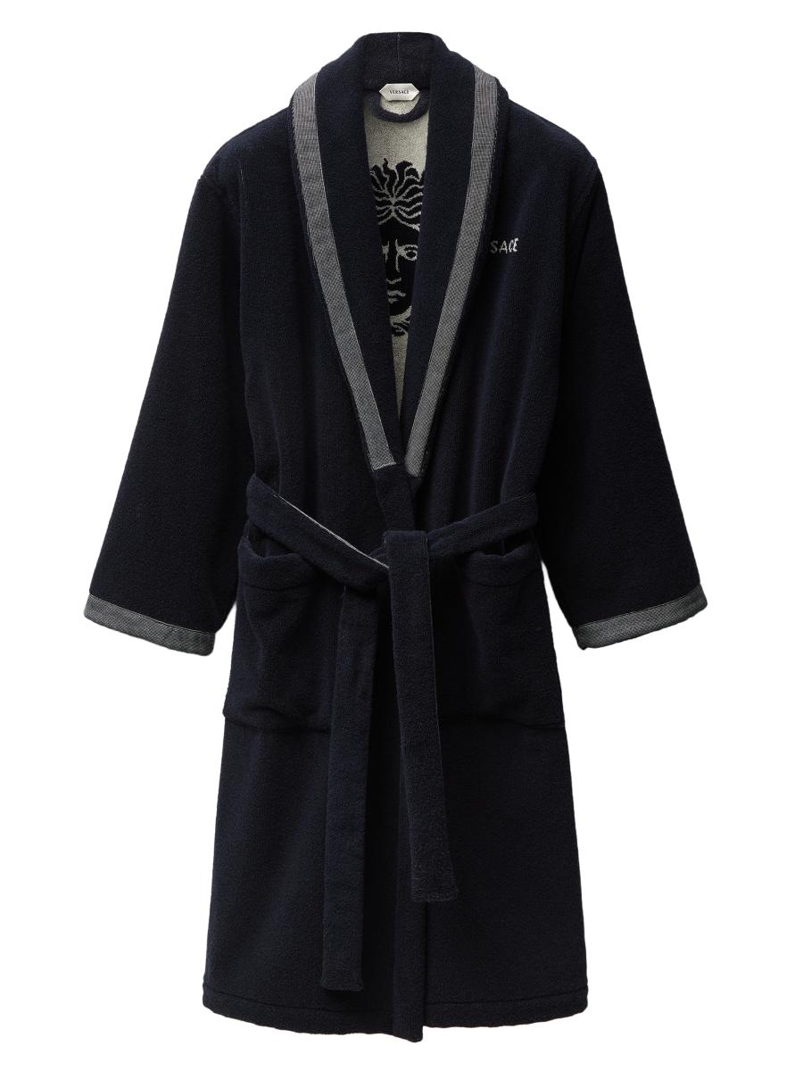 Versace Men's Jacquard Medusa Terry Robe In Black