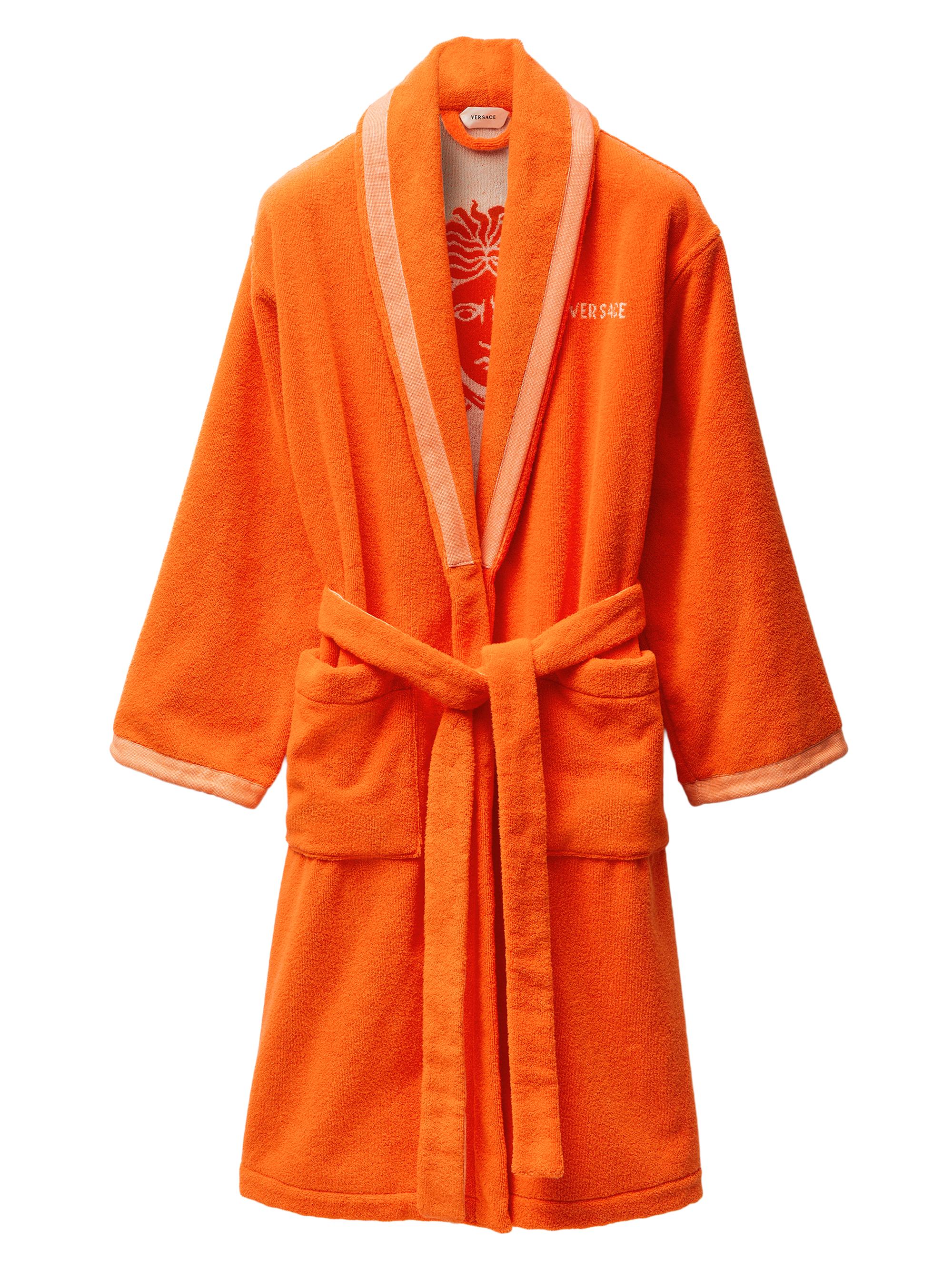 Versace Men's Jacquard Medusa Terry Robe - Orange White - Women's Clothing