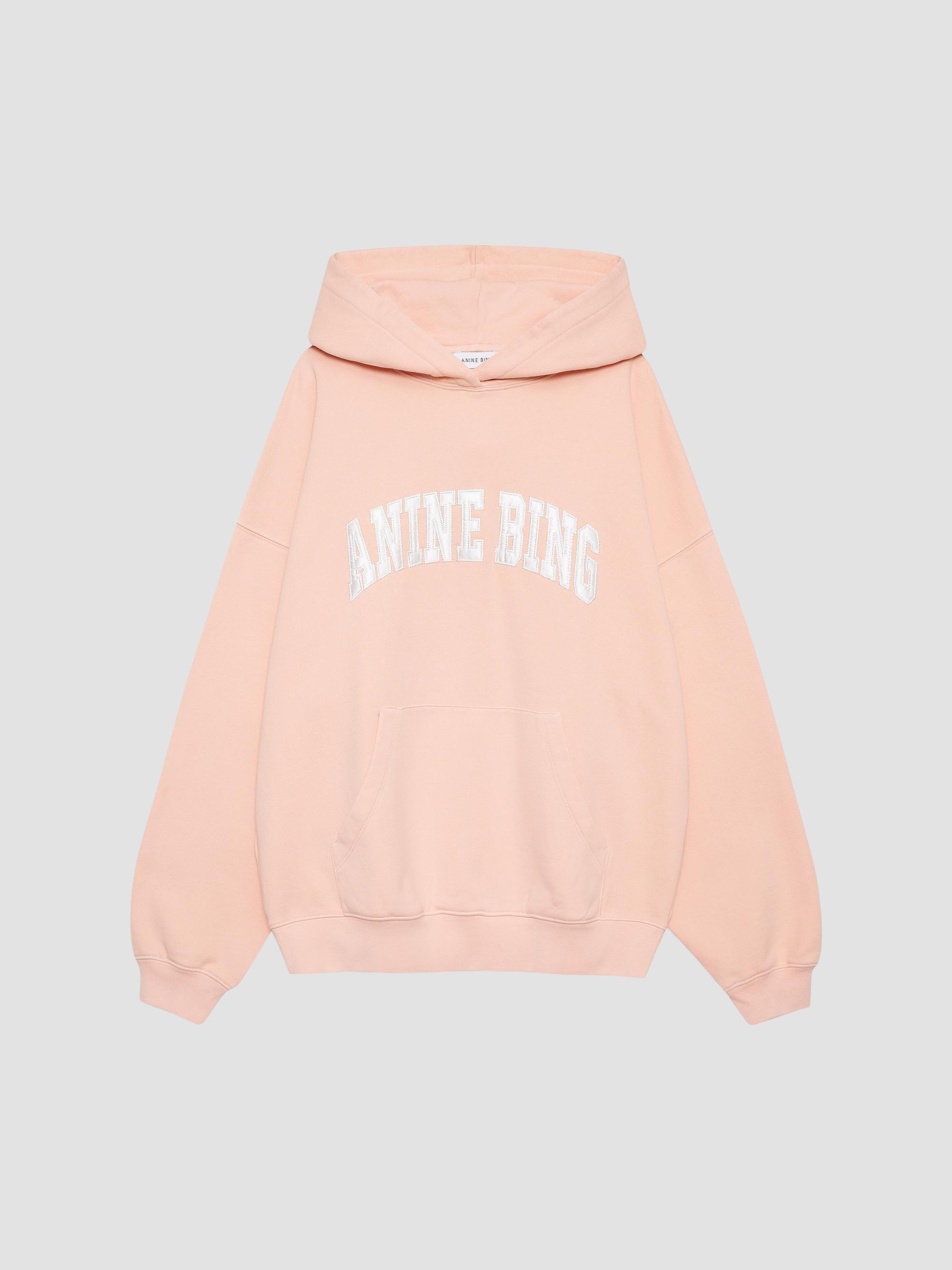ANINE BING Women's Harvey Logo Cotton Fleece Hoodie - Blush | Thumbnail 6
