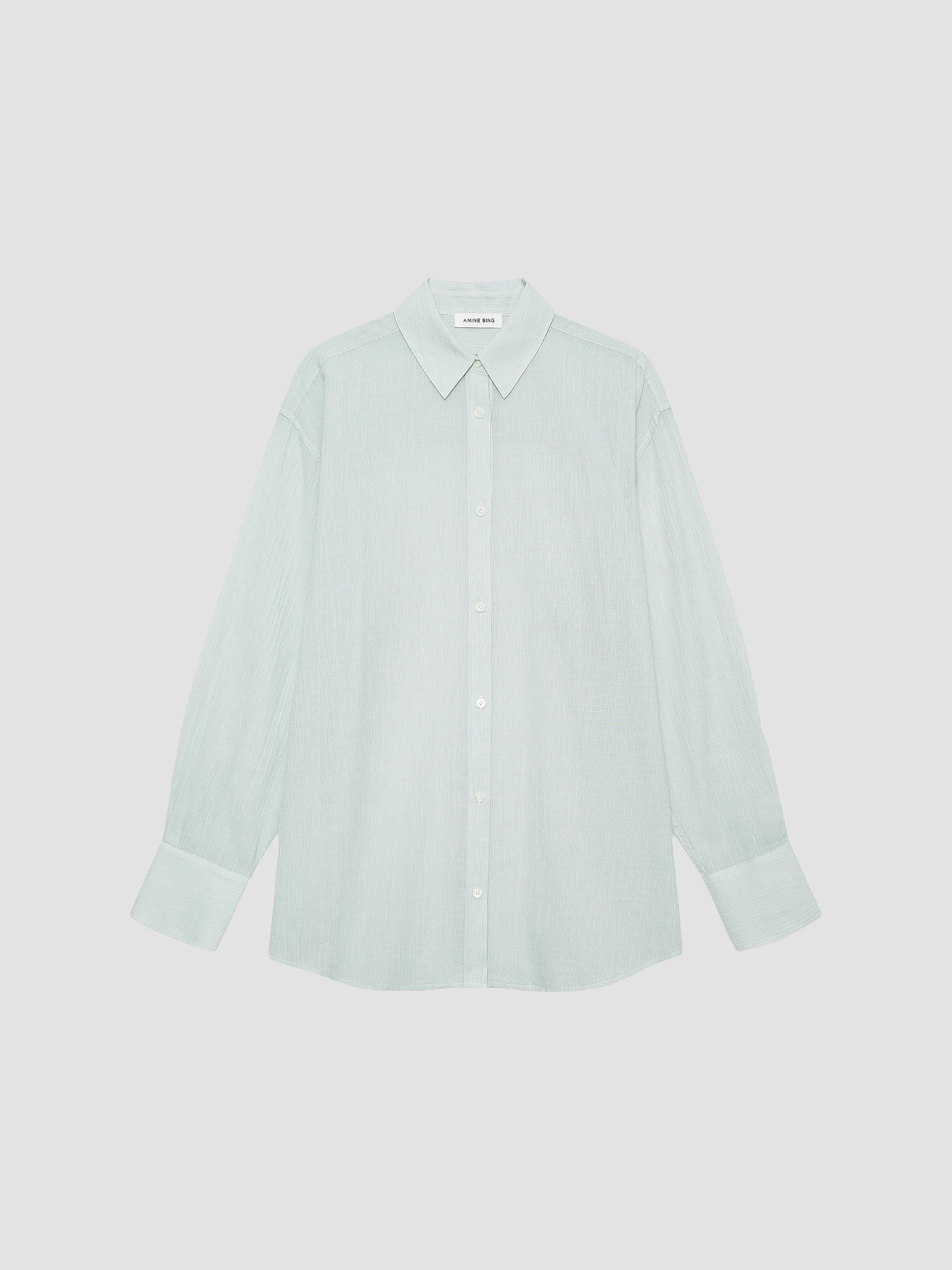 ANINE BING Women's Plaza Striped Cotton Shirt | Thumbnail 6