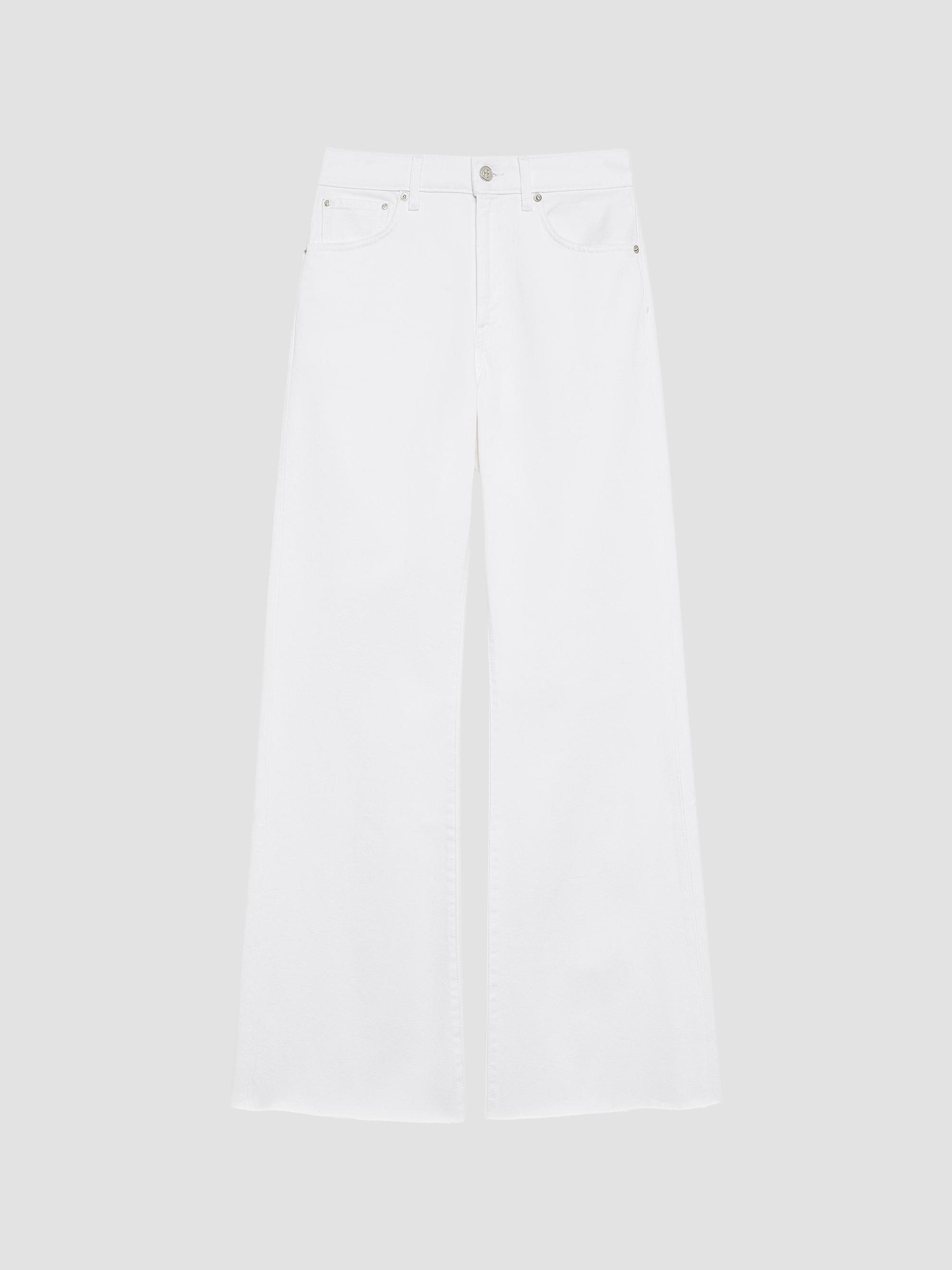 ANINE BING Women's Wyatt Raw-Edge-Hem Jeans - White | Thumbnail 8