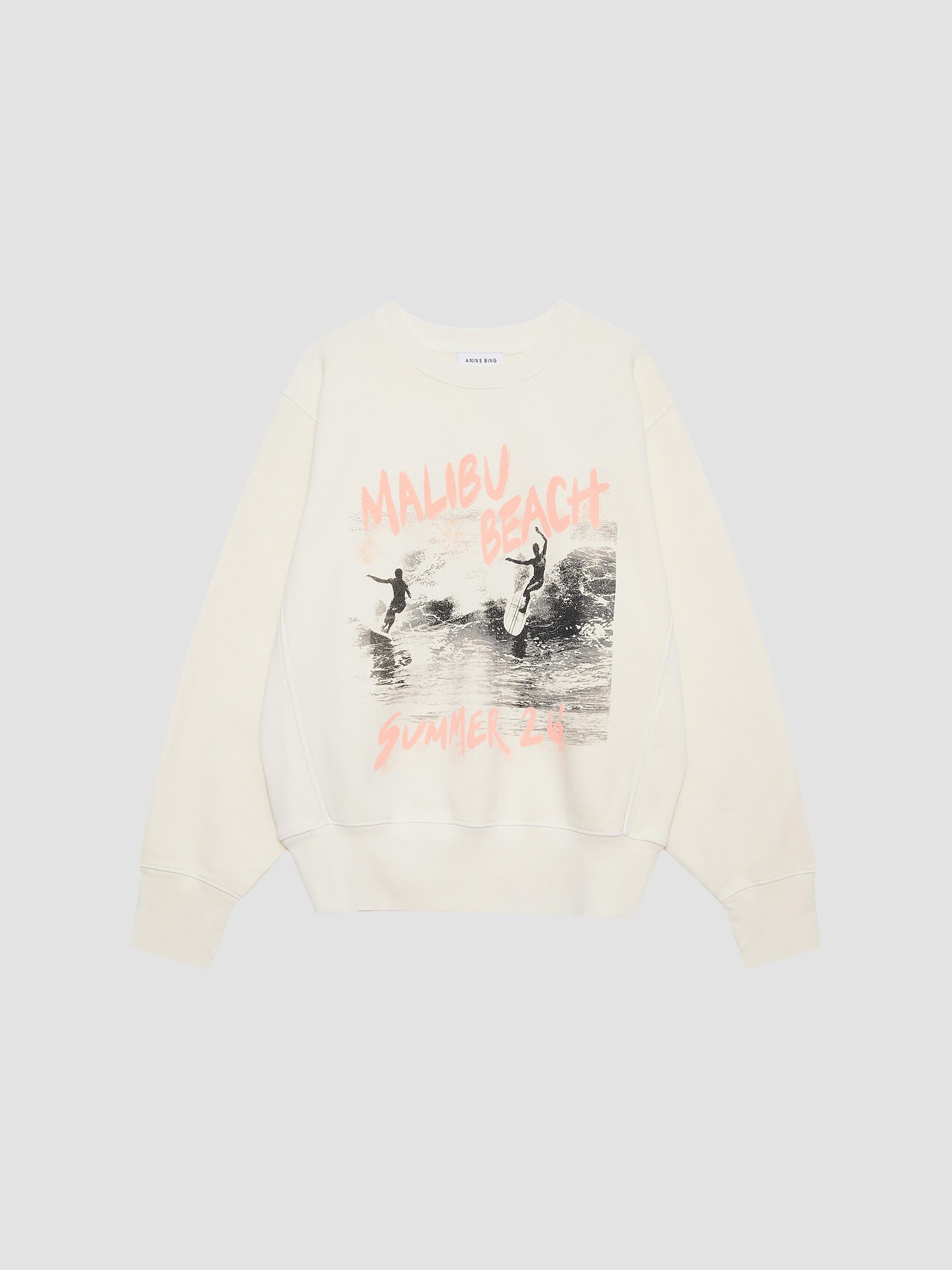 ANINE BING Women's Harry Shrunken Graphic Cotton Sweatshirt - Ecru | Thumbnail 6